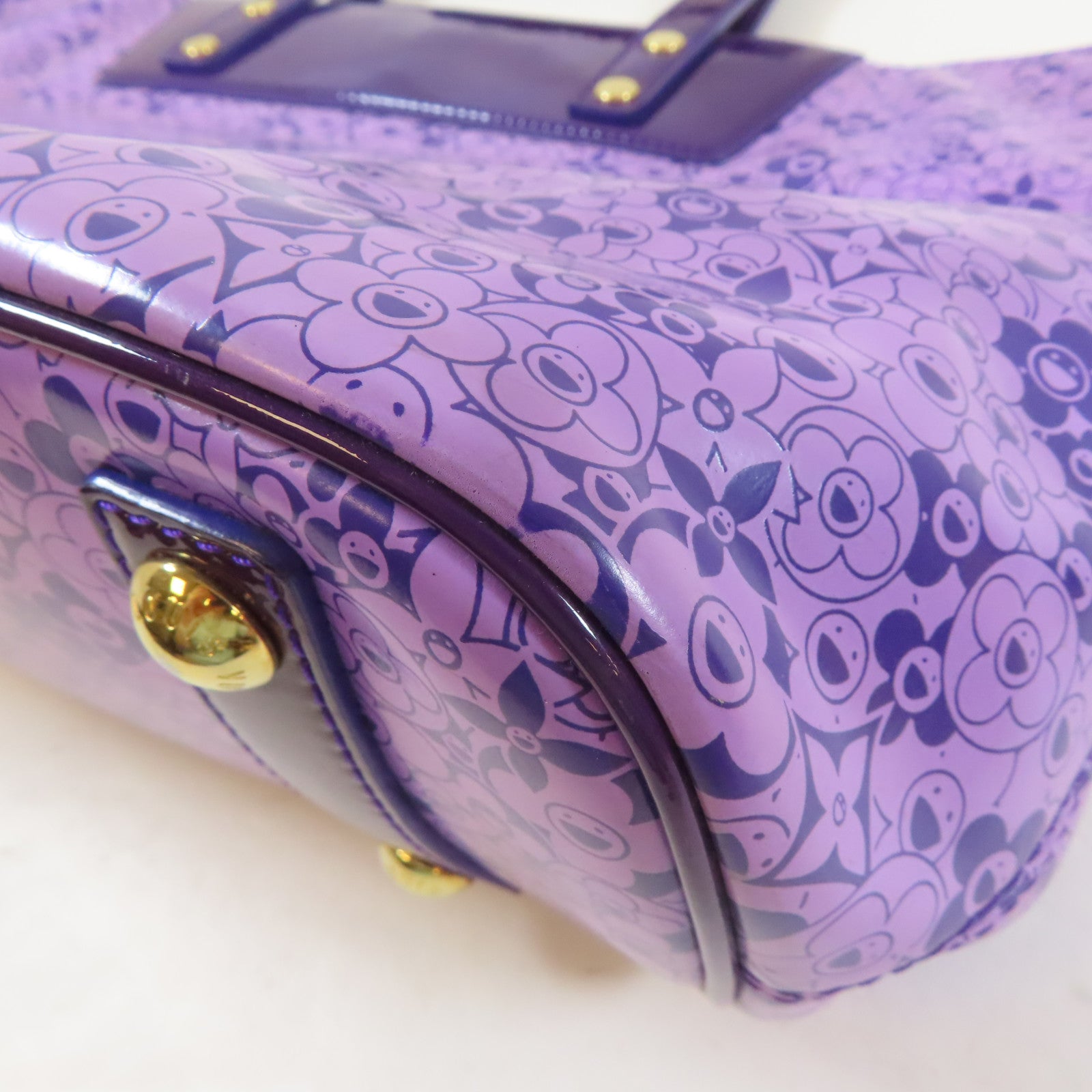 LOUIS VUITTON 【激減優惠】塗層帆布/皮革Cosmic Blossom PM金扣手挽袋紫色