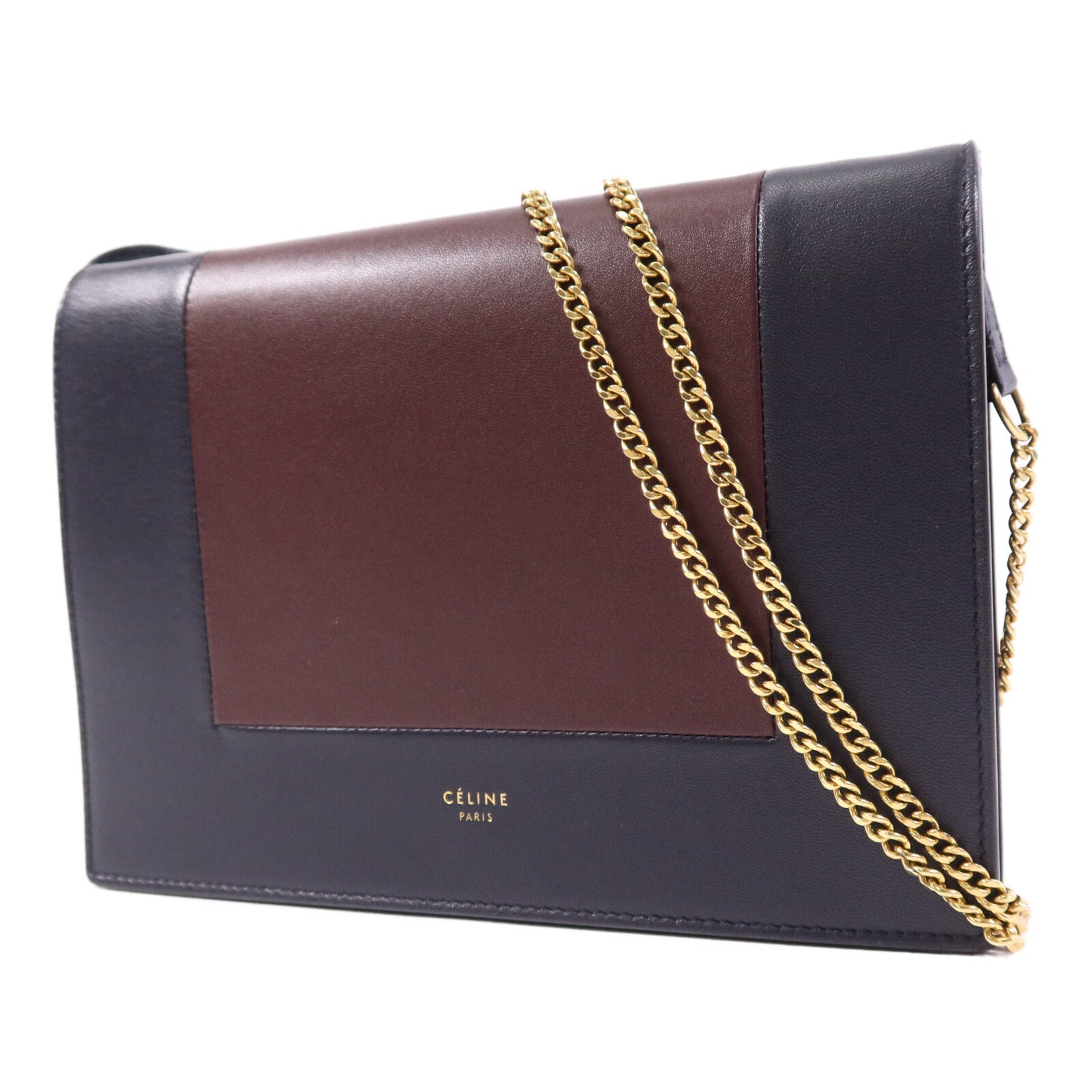 CELINE 牛皮皮革Flame Evening Chain Wallet金扣鏈帶肩背袋