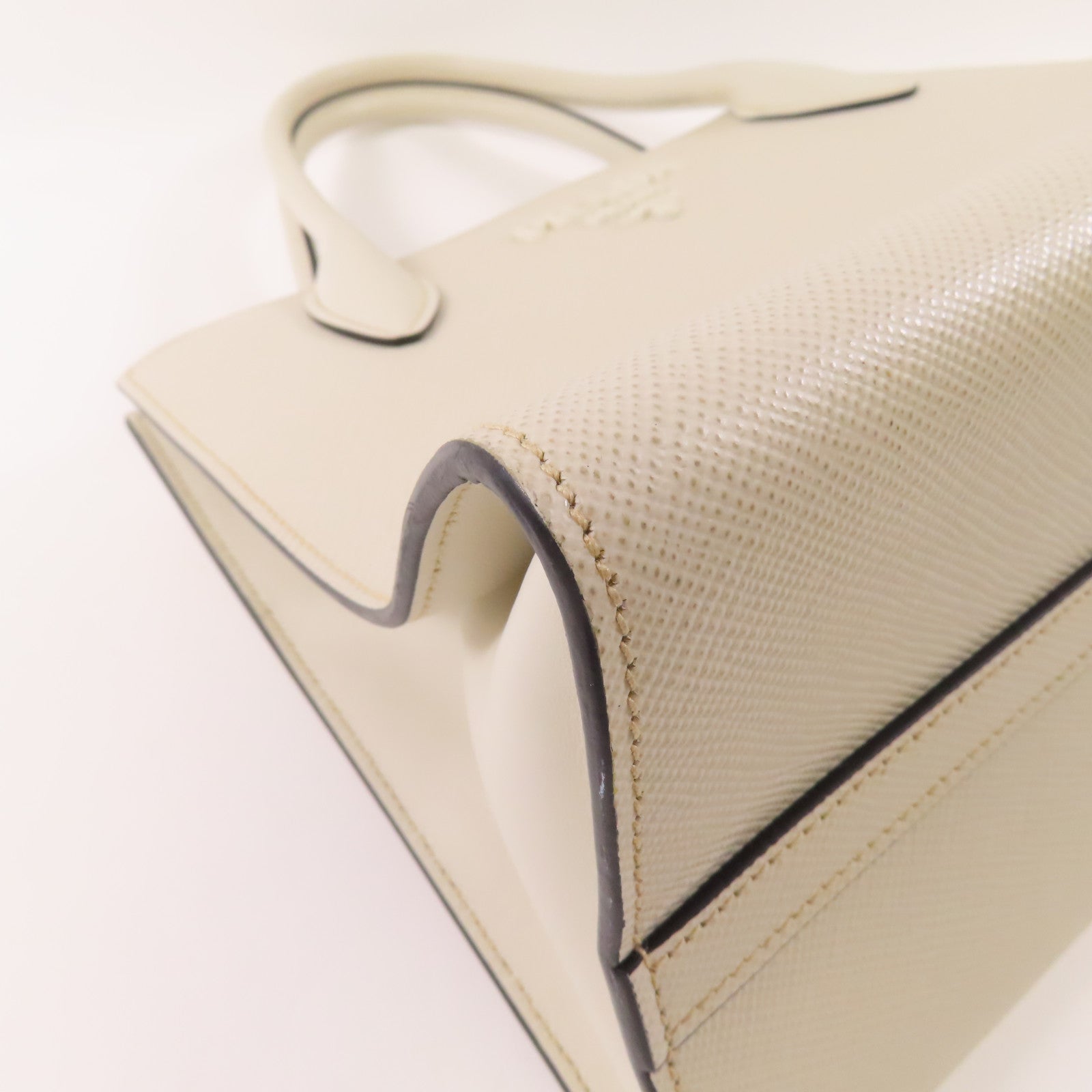 PRADA GHW 2 Way Shoulder Bag Handbag 1BA155 Saffiano Leather White