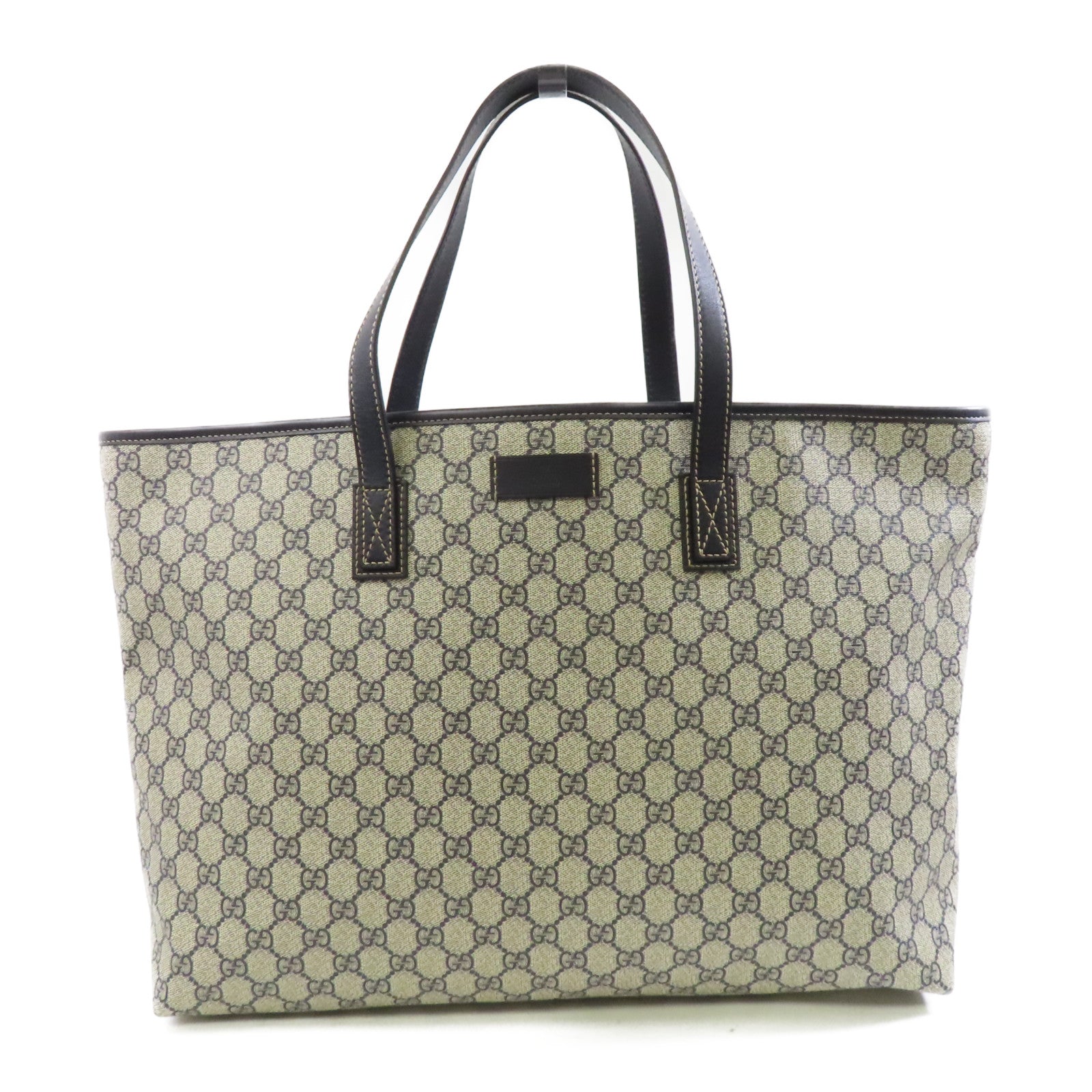 GUCCI 塗層帆布Tote Bag銀扣手挽袋藍色米色