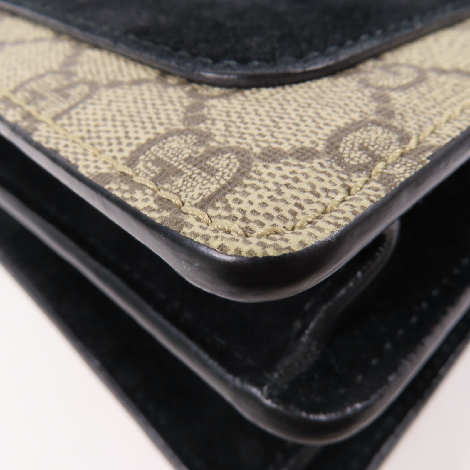 GUCCI 塗層帆布Dionysus銀扣鏈帶肩背袋啡色/黑色