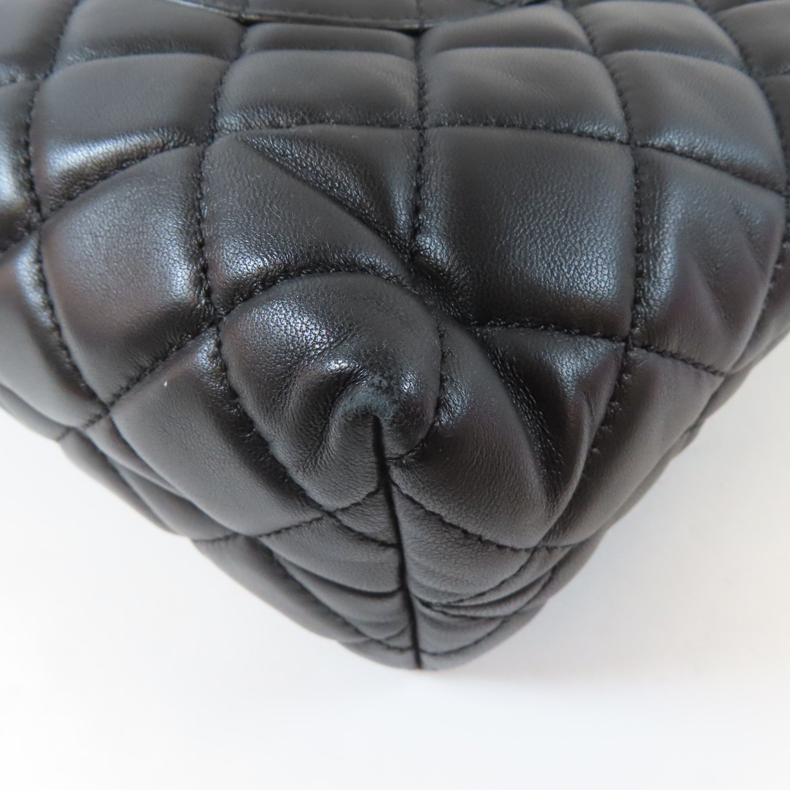 CHANEL 【激減優惠】菱格牛皮皮革Tote Bag銀扣肩背袋黑色