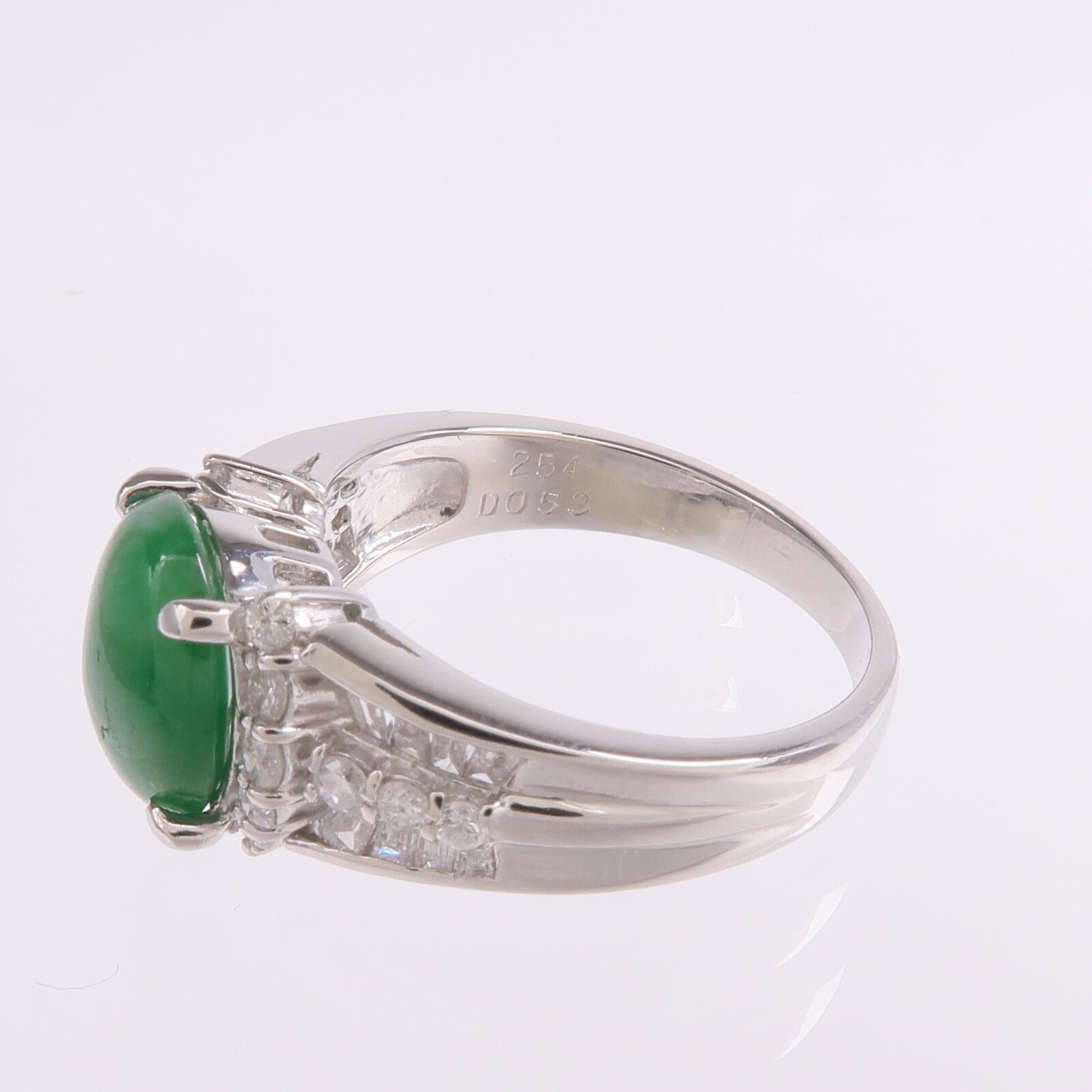 JEWELRY PT900鉑金Jade Diamond Ring翡翠/鑽石戒指US#5.75