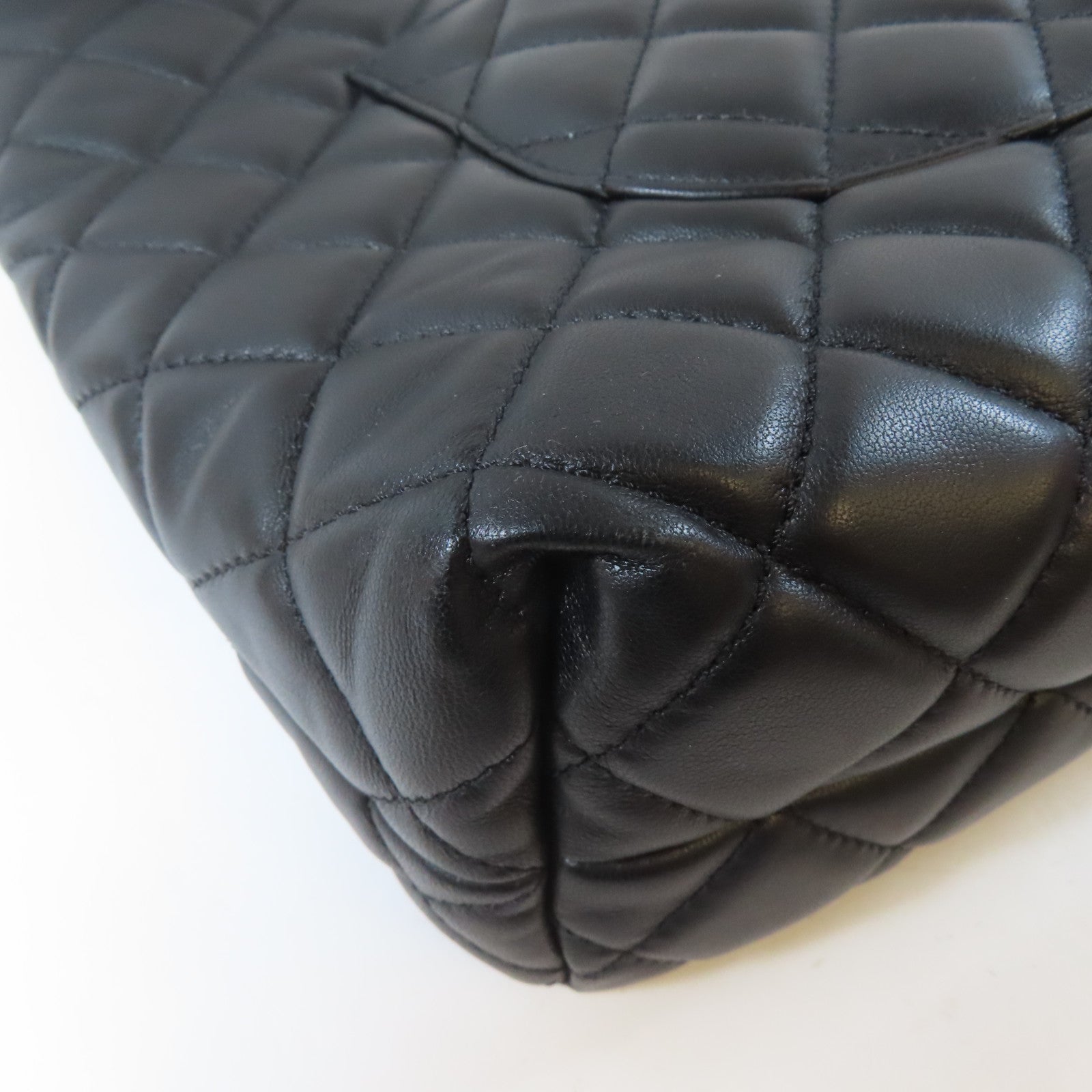 CHANEL 【激減優惠】菱格牛皮皮革Tote Bag銀扣肩背袋黑色