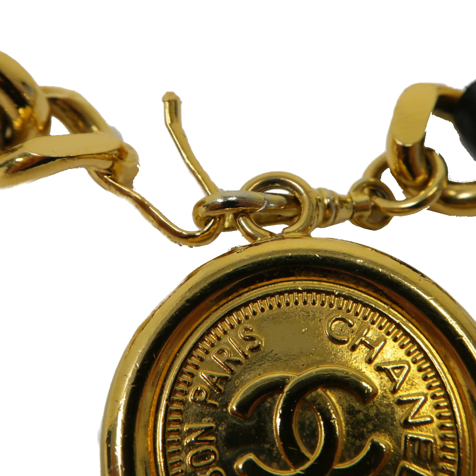 CHANEL 【激減優惠】皮革/金屬Chain Belt鏈帶皮帶金色/黑色