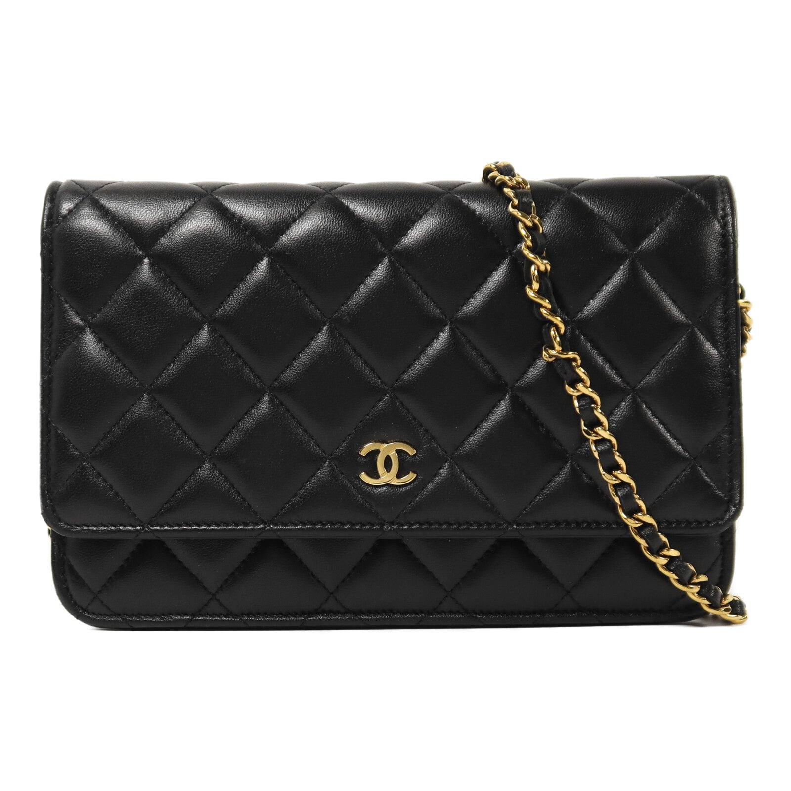CHANEL 羊皮皮革WOC Wallet on Chain金扣鏈帶肩背袋