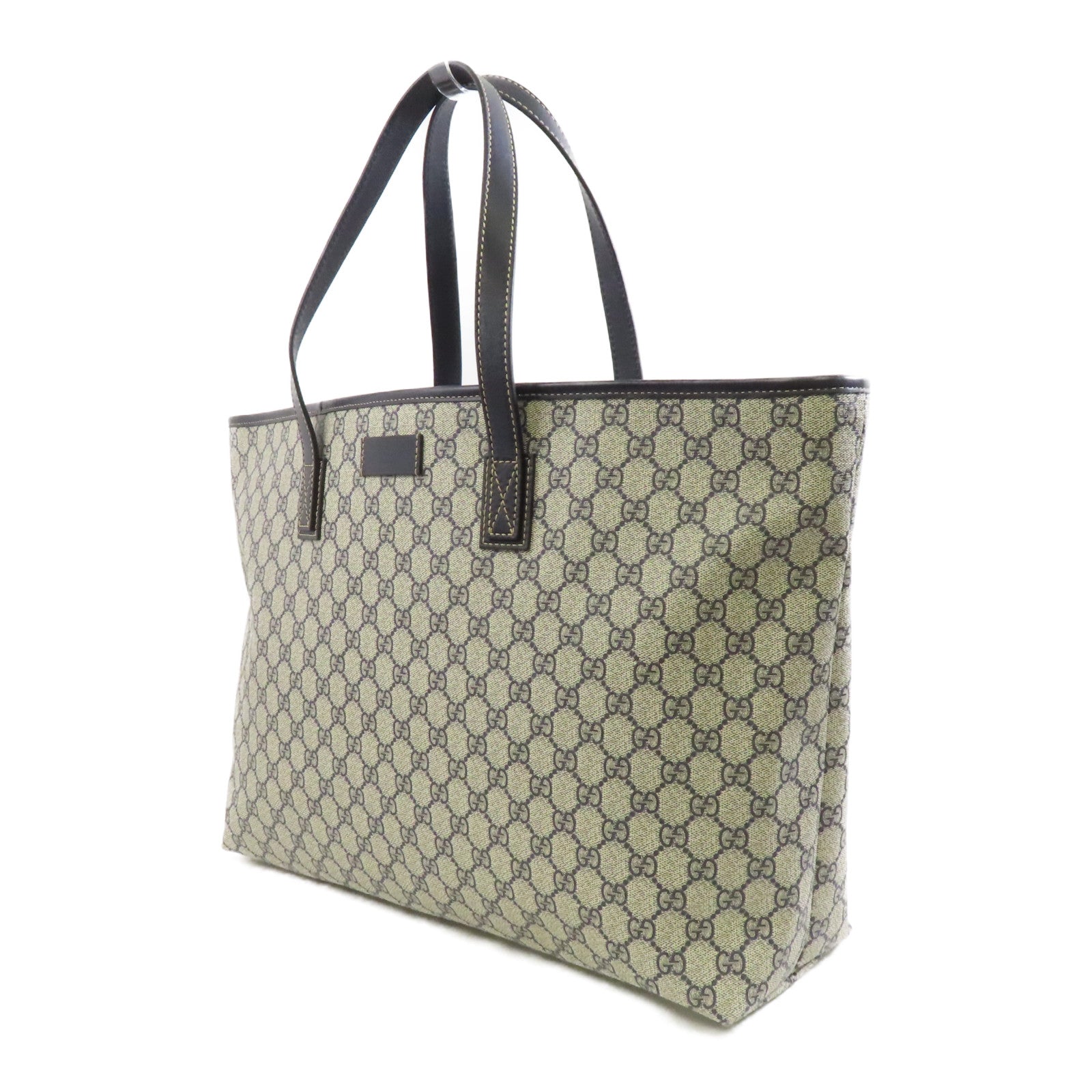 GUCCI 塗層帆布Tote Bag銀扣手挽袋藍色米色