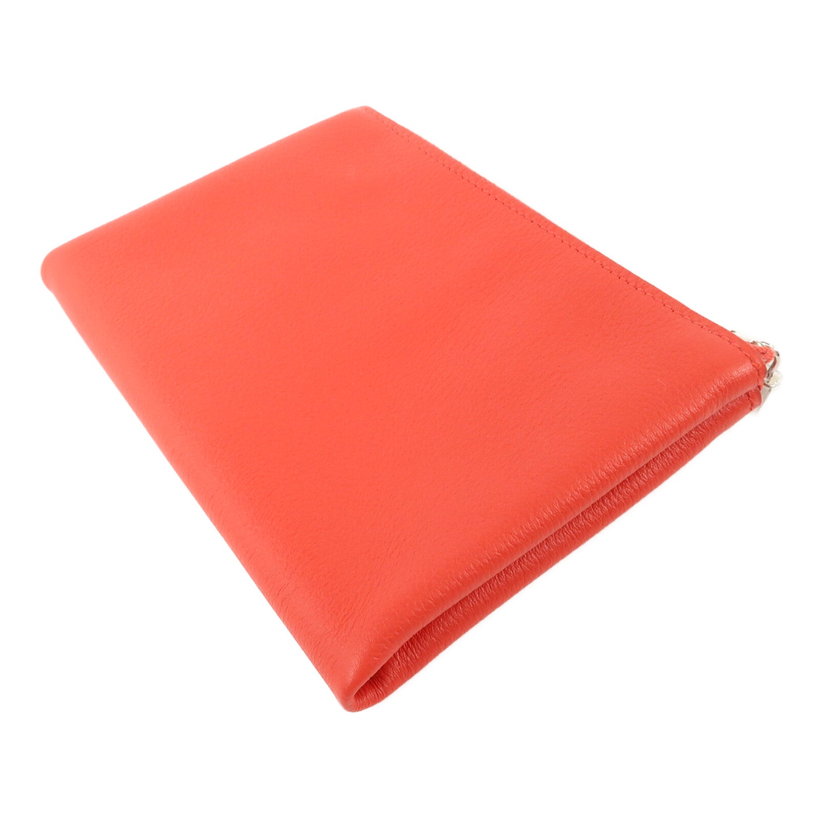HERMES Evercolor皮革Atout Pouch 14(PM)小袋Braise/Bleu Du Nord
