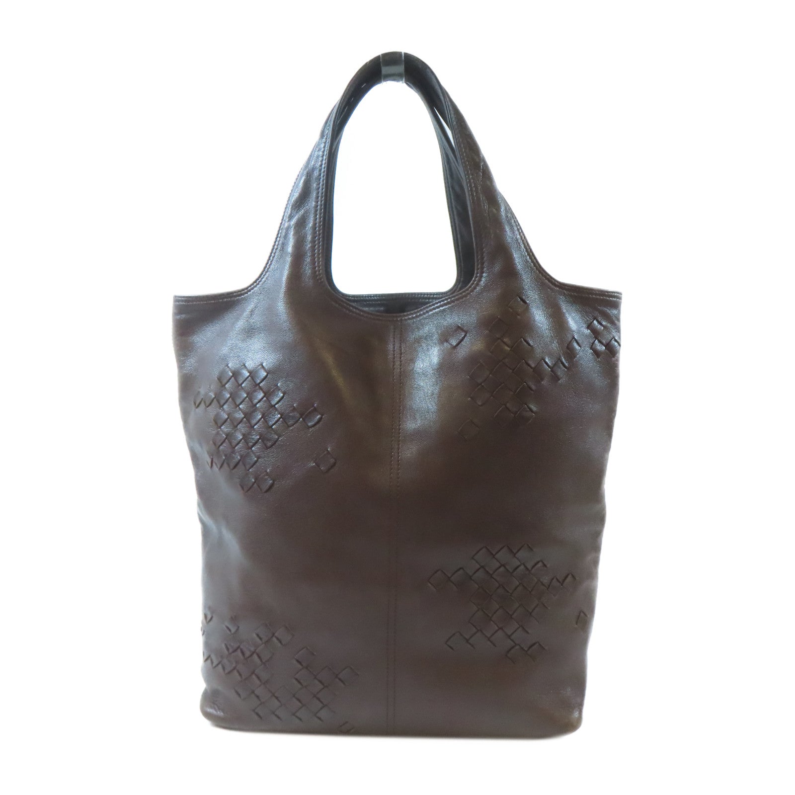 BOTTEGA VENETA 牛皮皮革Hand Bag黑扣手拿包啡色