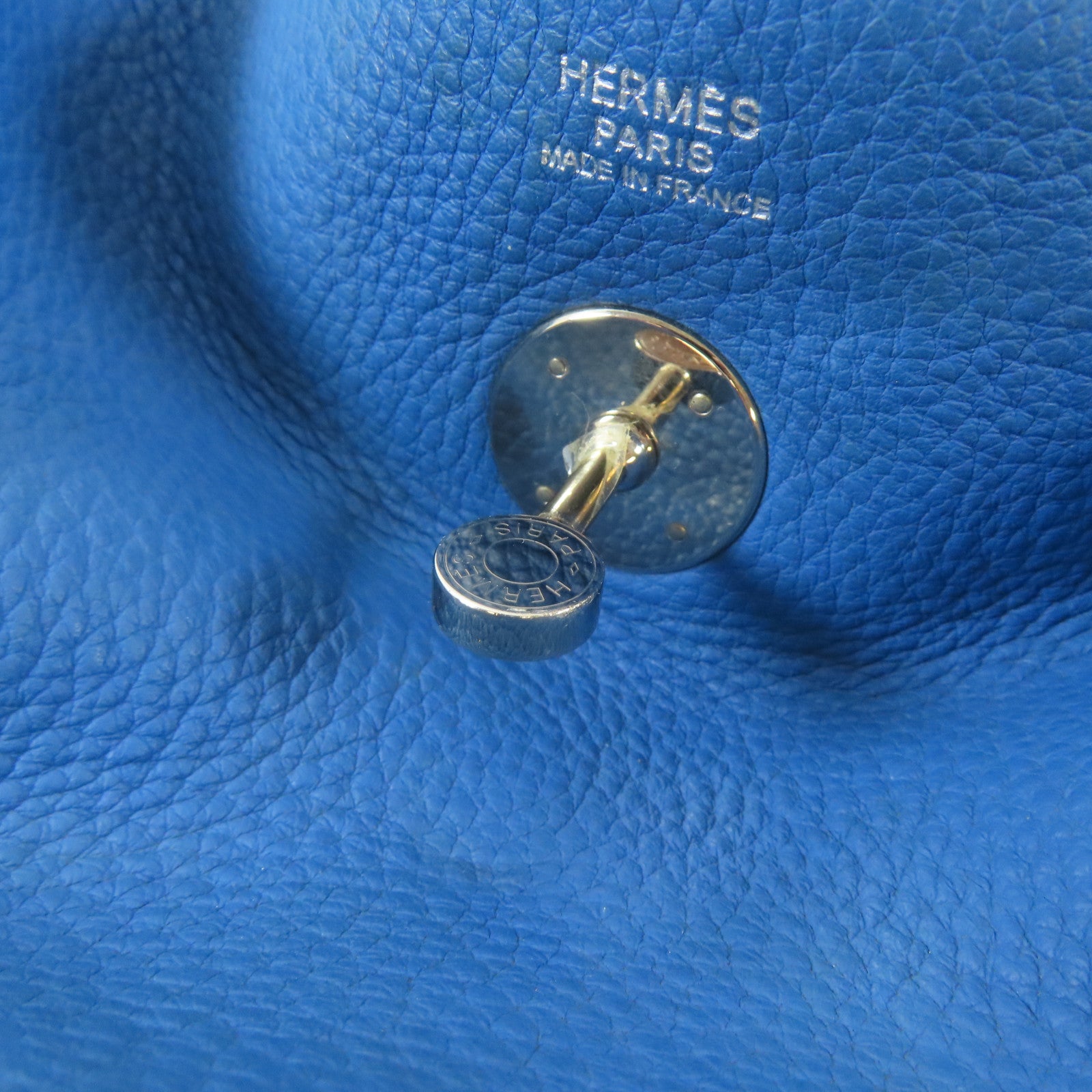 HERMES 【激減優惠】Clemence皮革Lindy 30銀扣手挽肩背兩用袋Mykonos藍色