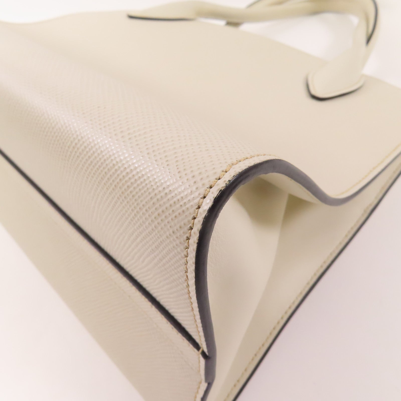 PRADA GHW 2 Way Shoulder Bag Handbag 1BA155 Saffiano Leather White