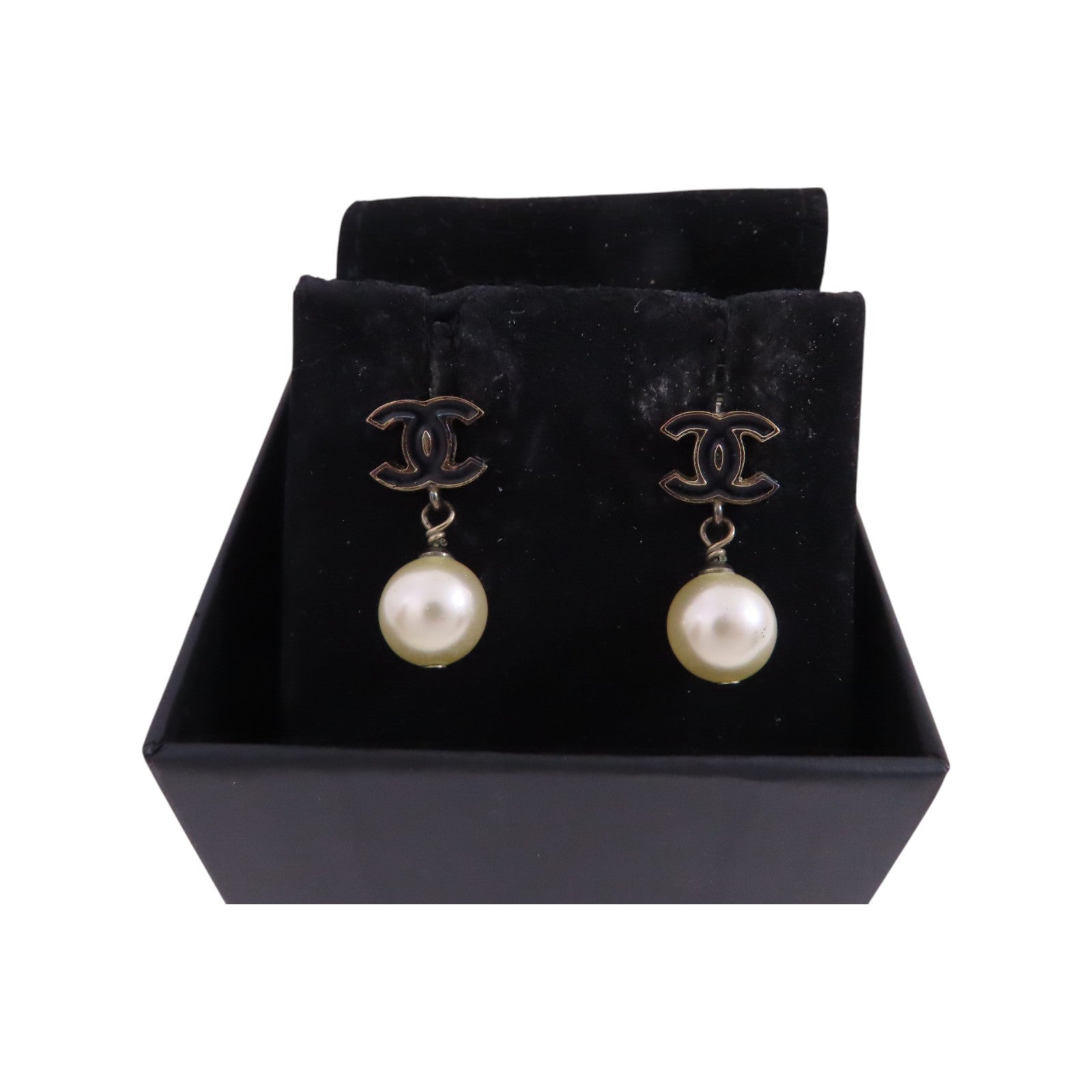 CHANEL 金屬/仿珍珠CC Earrings金扣耳環