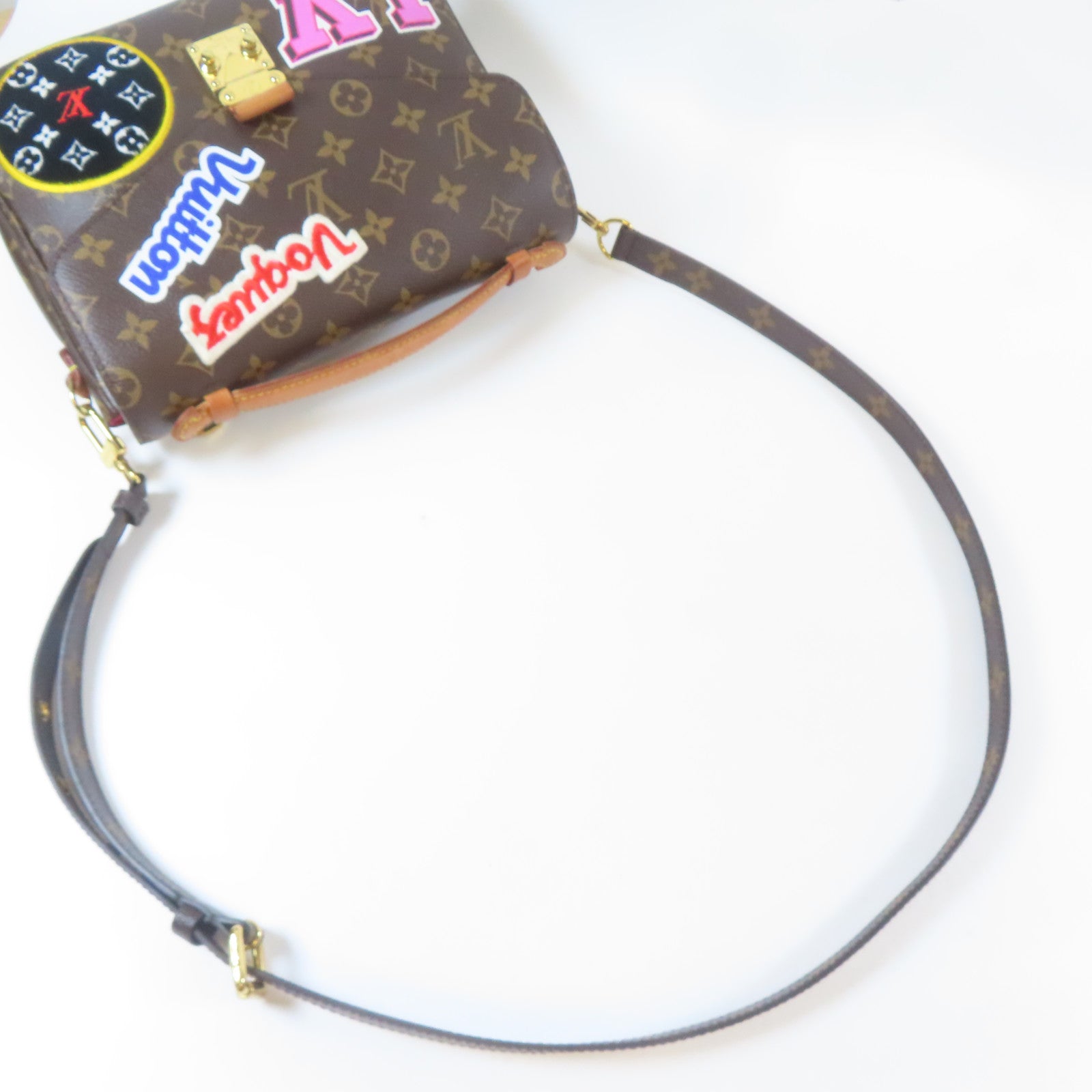 LOUIS VUITTON Monogram Patches Pochette Metis MM金扣手挽肩背兩用袋啡色
