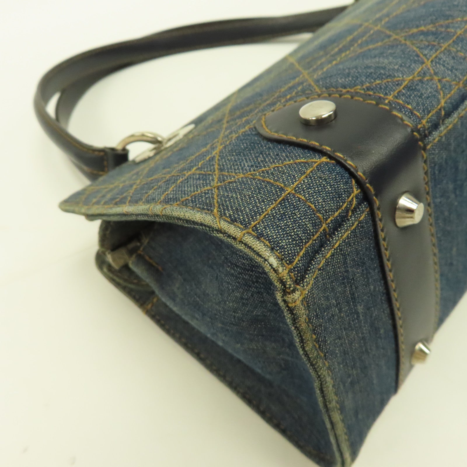 Dior 牛仔布Hand Bag銀扣手挽袋藍色