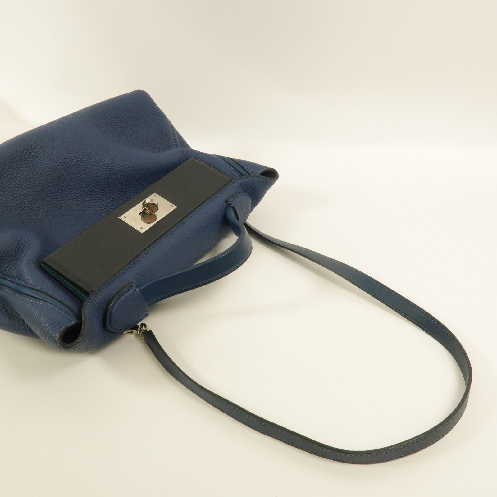 HERMES Togo皮革24/24 29cm手挽肩背兩用袋Bleu Brighton
