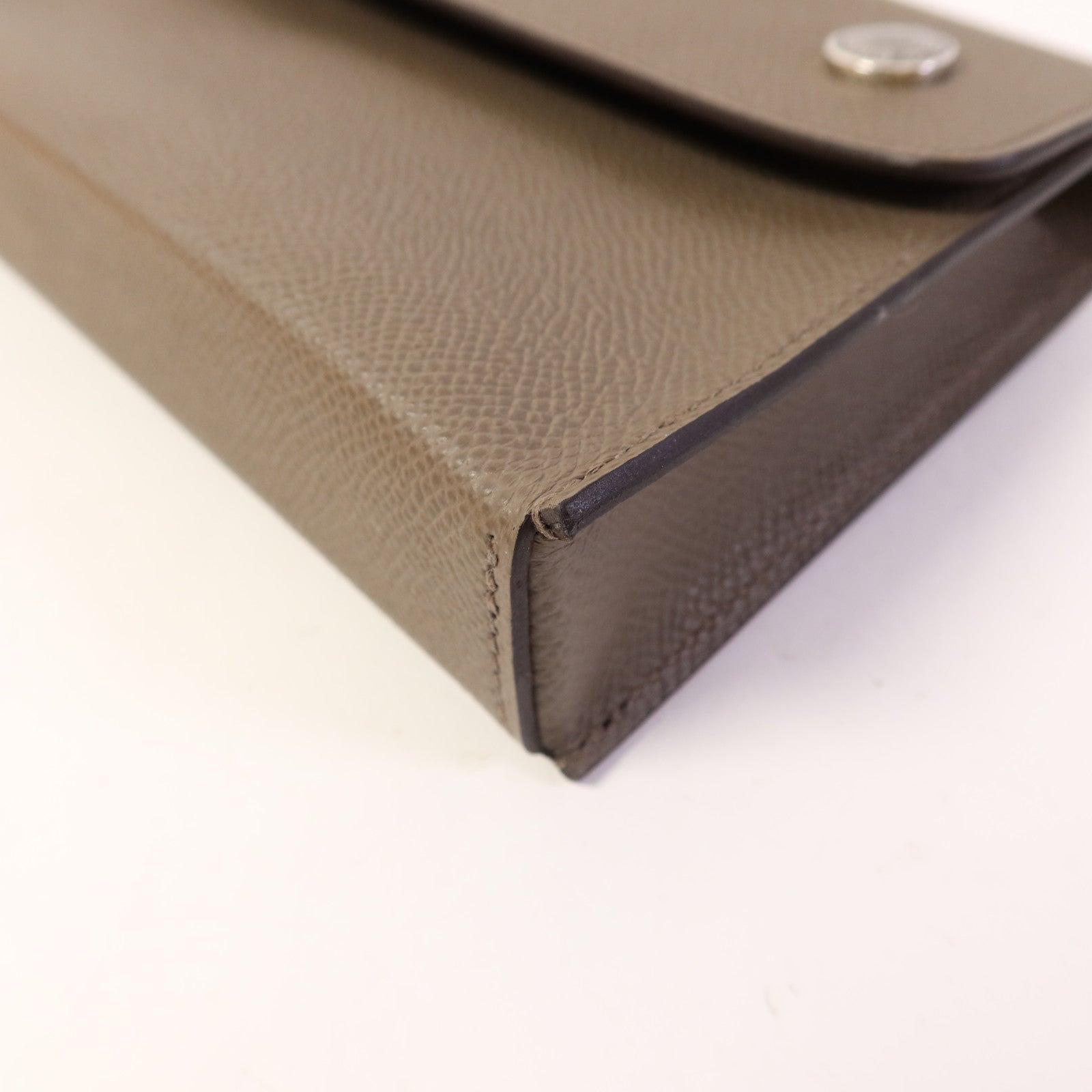 HERMES Epsom皮革SnapWallet銀扣肩背袋Etain