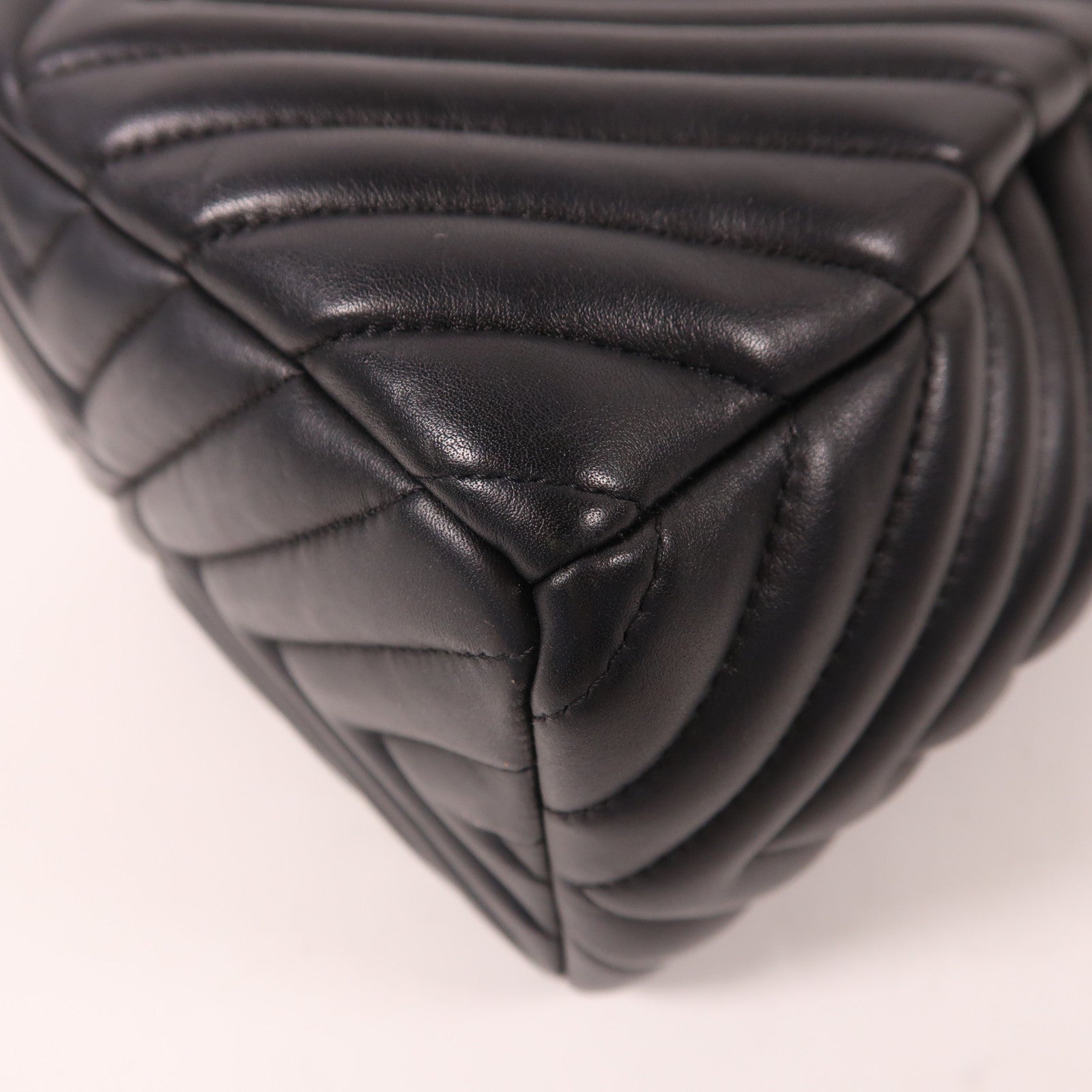 CHANEL CC sHW Bucket Chain Shoulder Bag Calfskin Leather Black