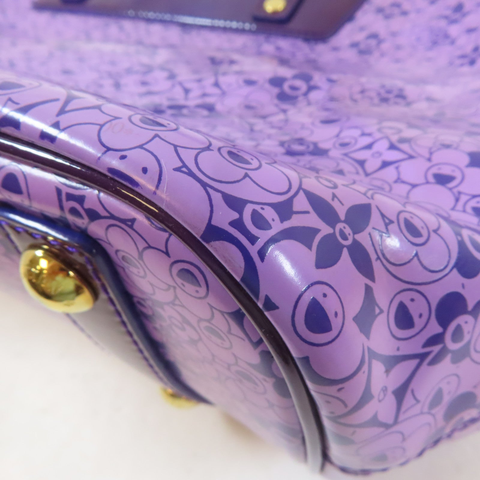 LOUIS VUITTON 【激減優惠】塗層帆布/皮革Cosmic Blossom PM金扣手挽袋紫色