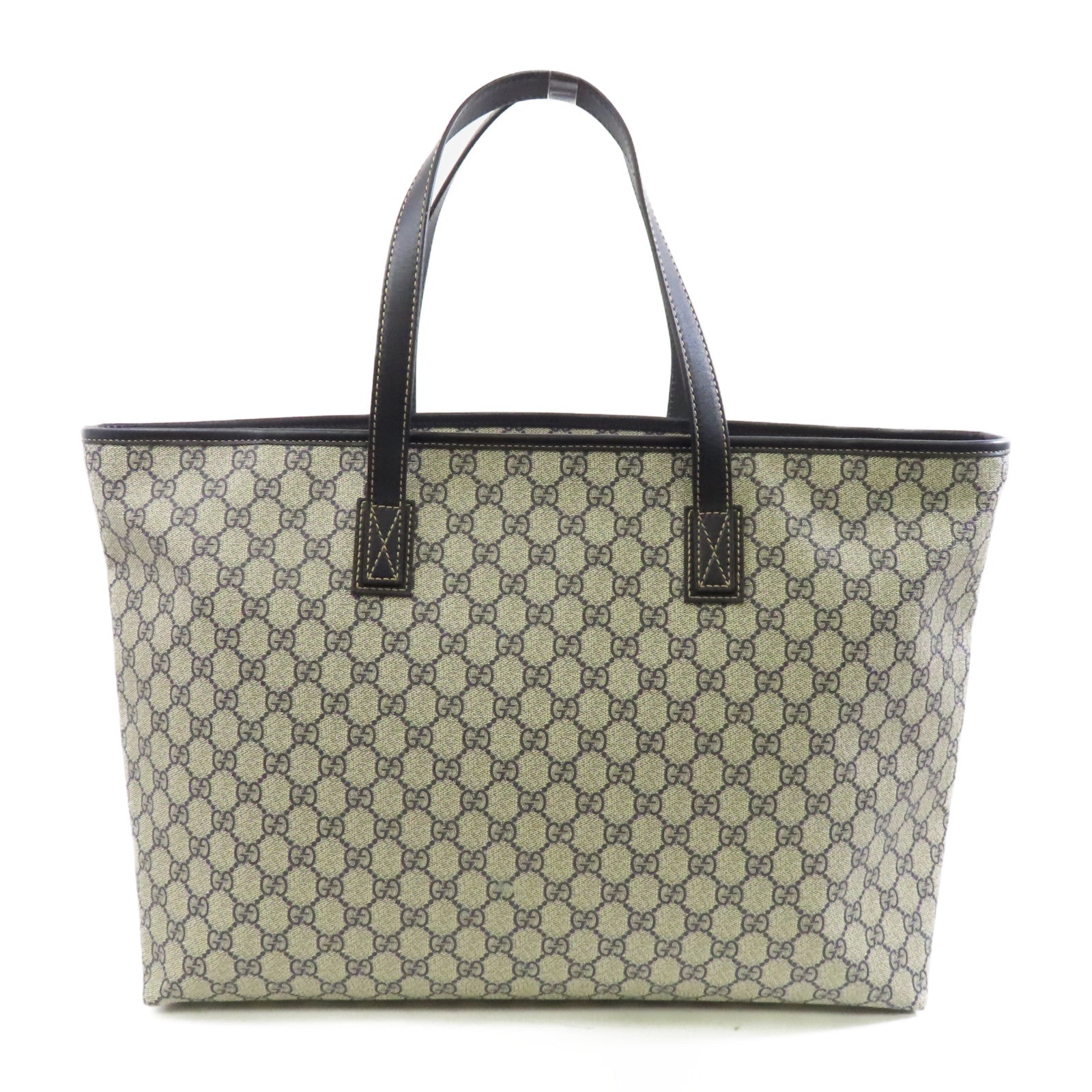 GUCCI 塗層帆布Tote Bag銀扣手挽袋藍色米色