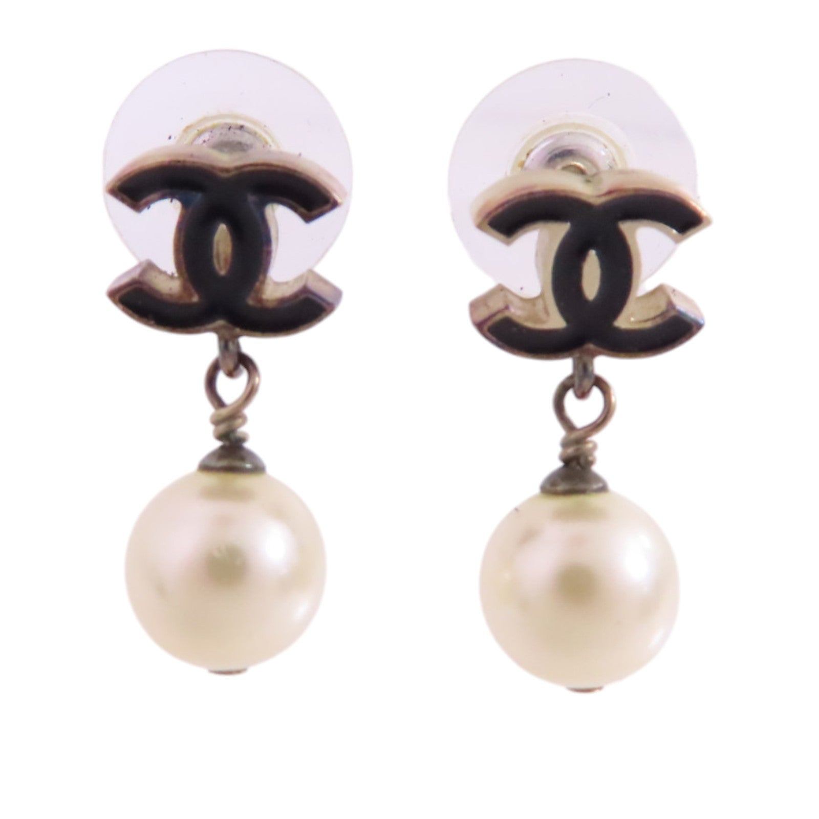 CHANEL 金屬/仿珍珠CC Earrings金扣耳環