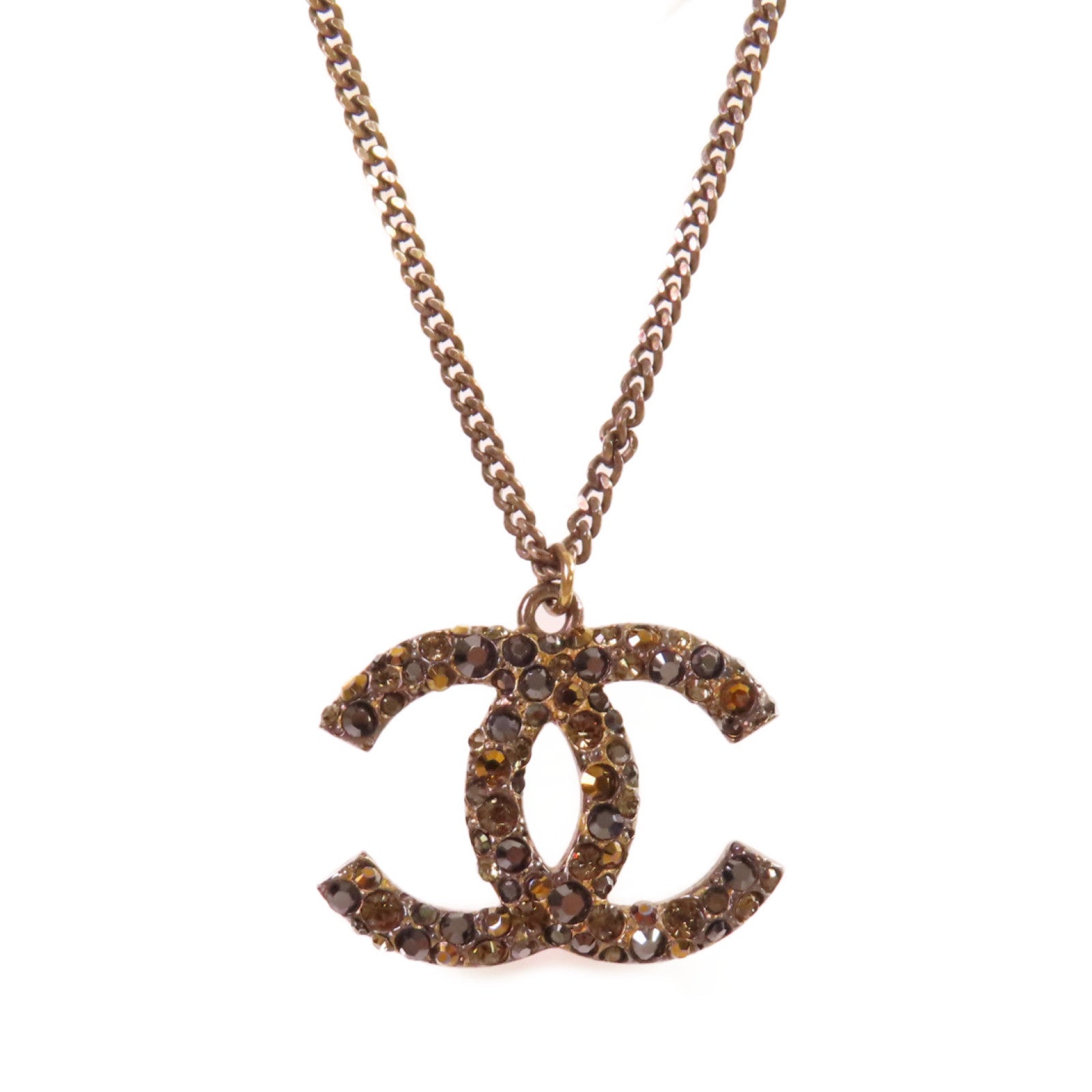 CHANEL 【激減優惠】金屬/水鑽CC Necklace金扣項鍊金色/黑色