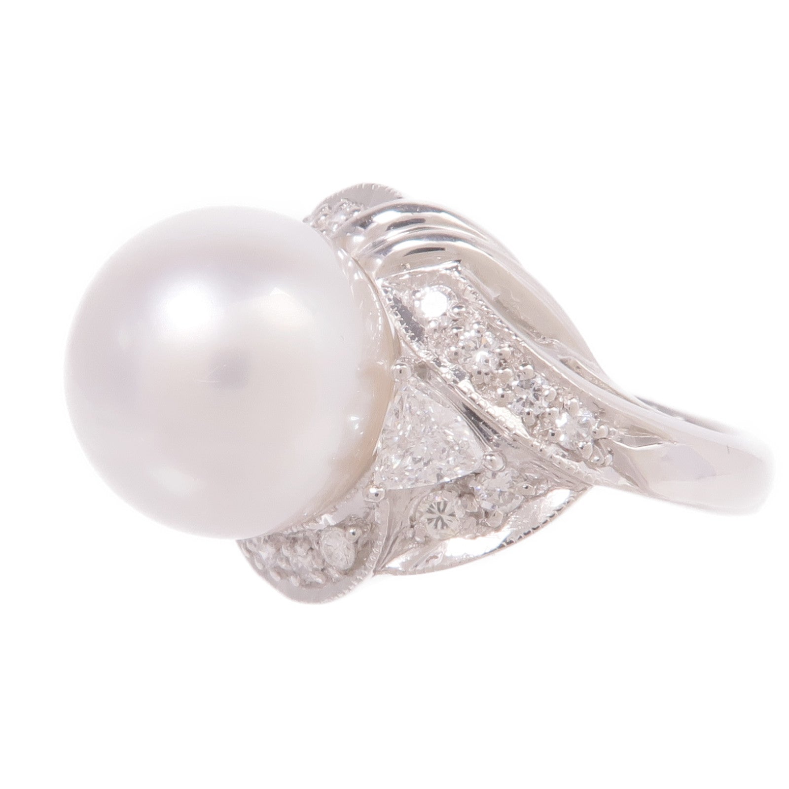 JEWELRY PT900鉑金Pearl Diamond Ring珍珠/鑽石戒指US#5