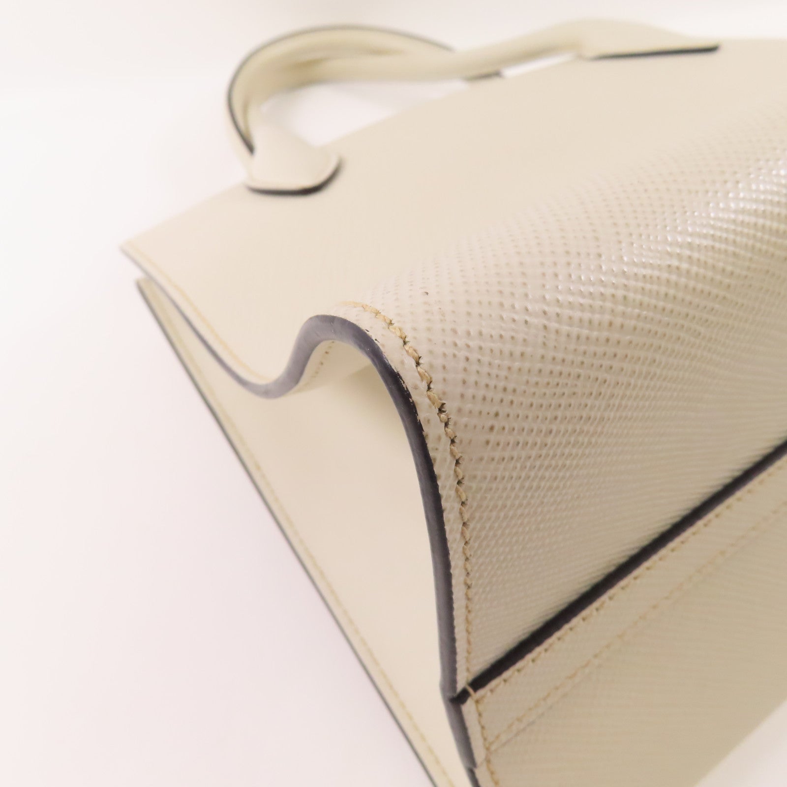 PRADA GHW 2 Way Shoulder Bag Handbag 1BA155 Saffiano Leather White