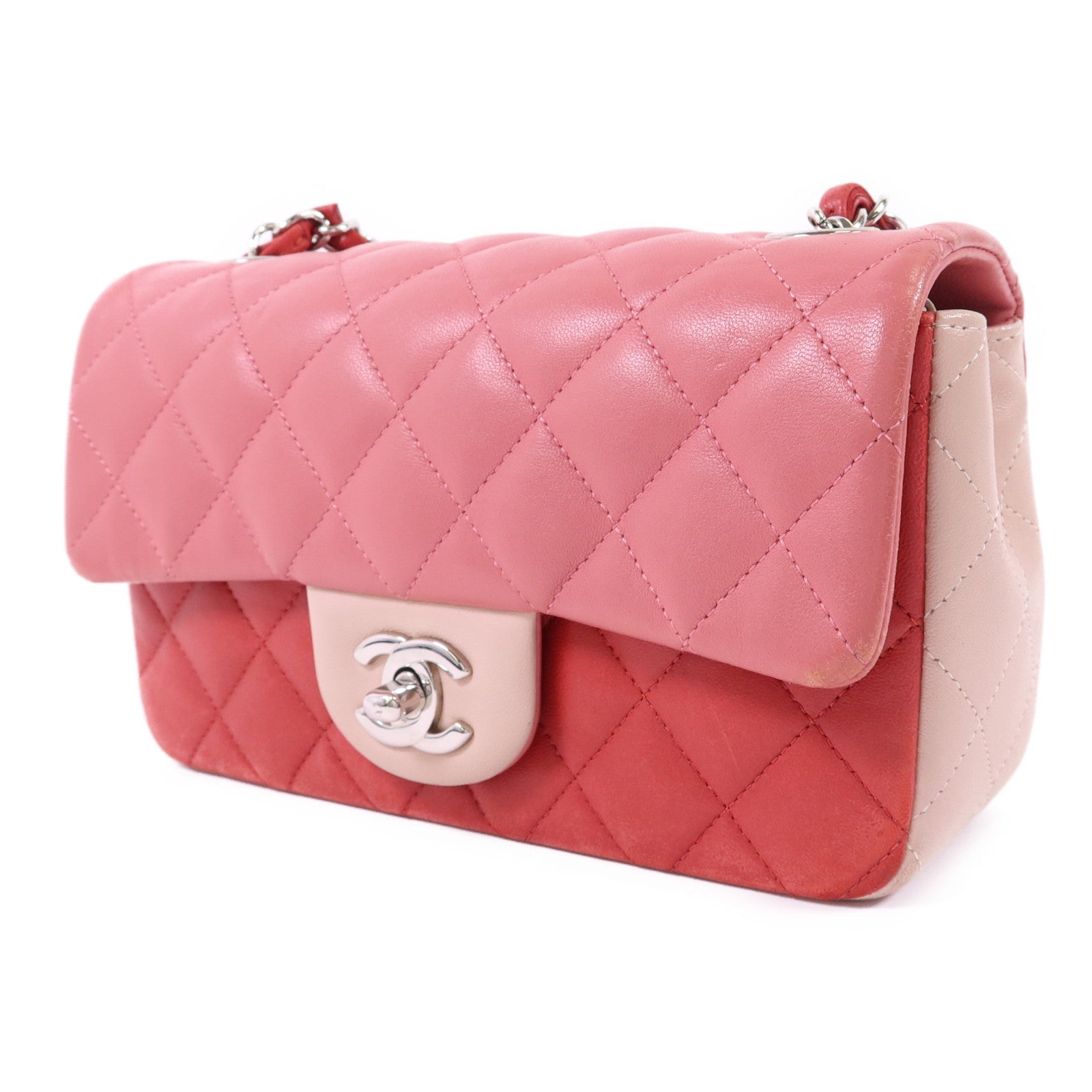 CHANEL 羊皮皮革Classic Flap 20銀扣鏈帶肩背袋