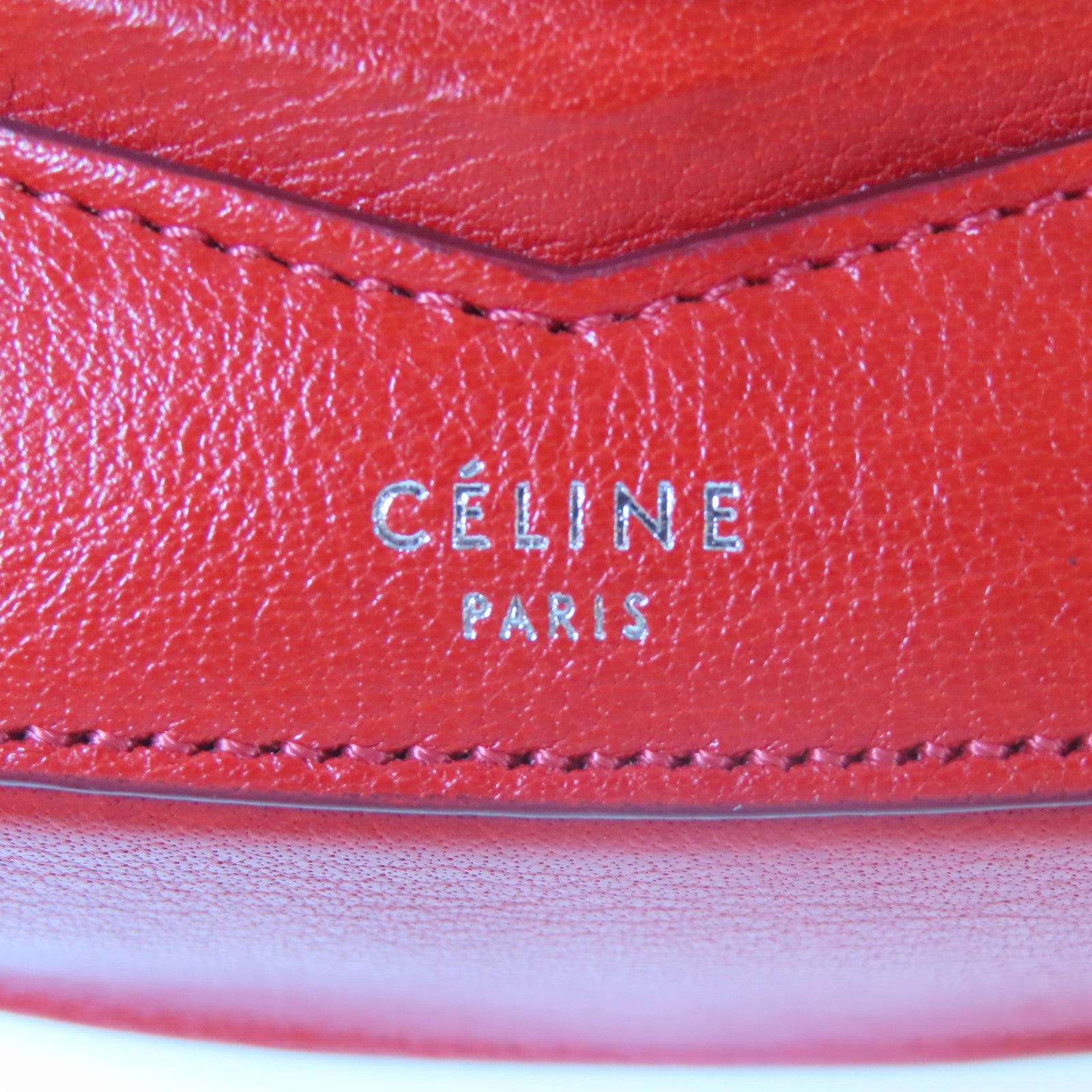 CELINE 【激減優惠】牛皮皮革Shoulder Bag銀扣肩背袋紅色