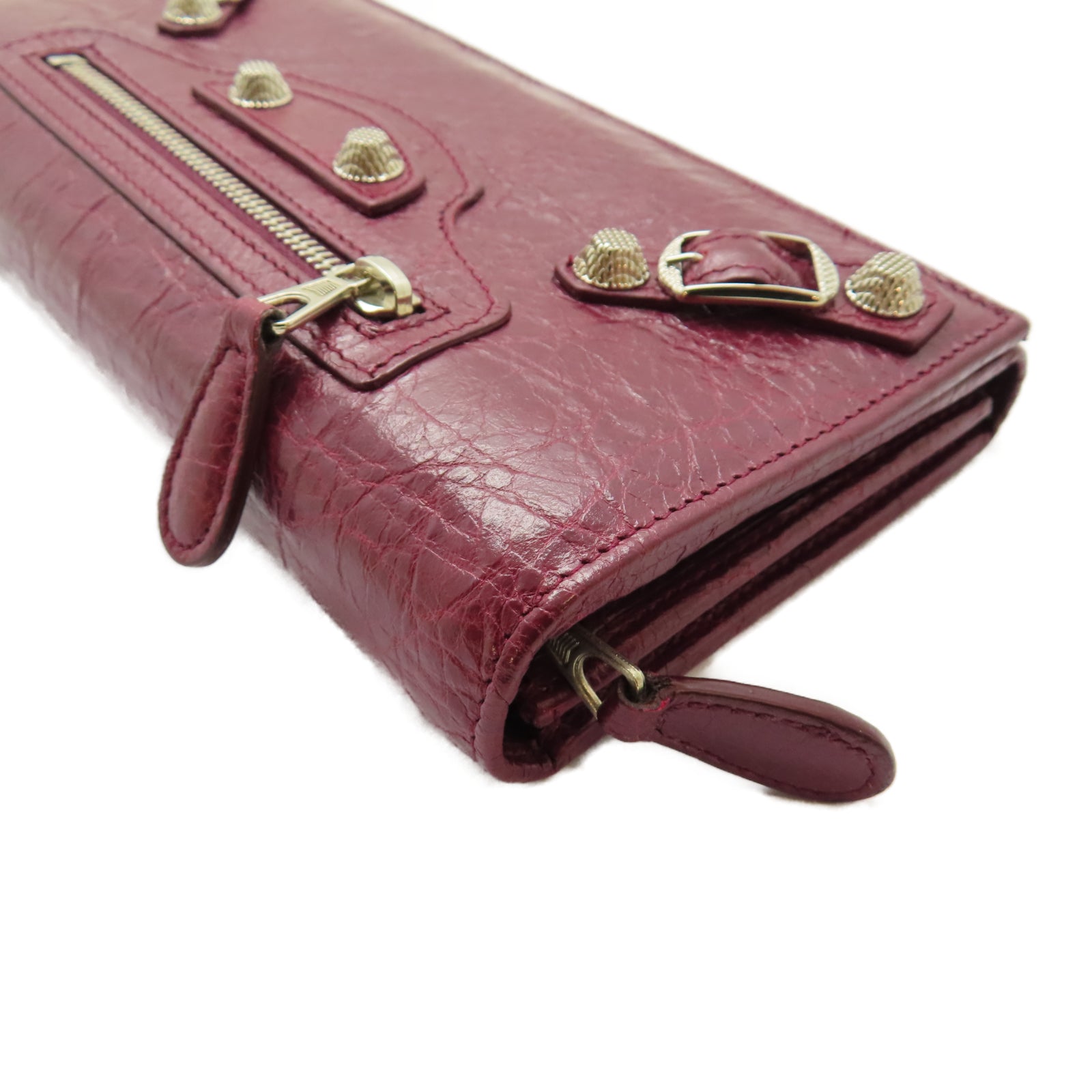 BALENCIAGA 皮革GIANT CONTINENTAL Wallet銀扣長錢包紫色