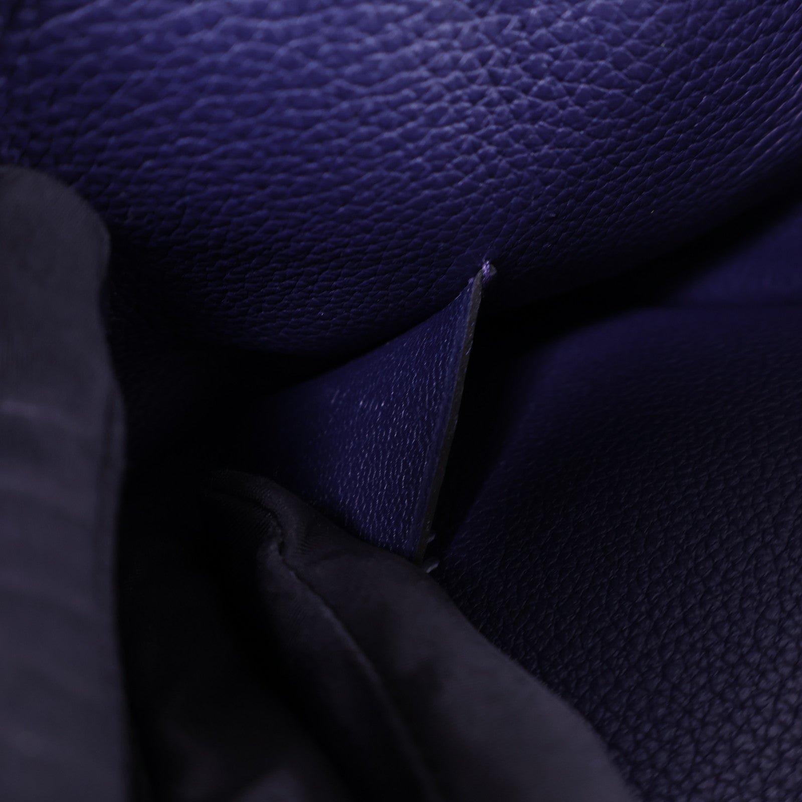 HERMES Togo皮革Videpoches銀扣肩背袋Bleu De Prusse