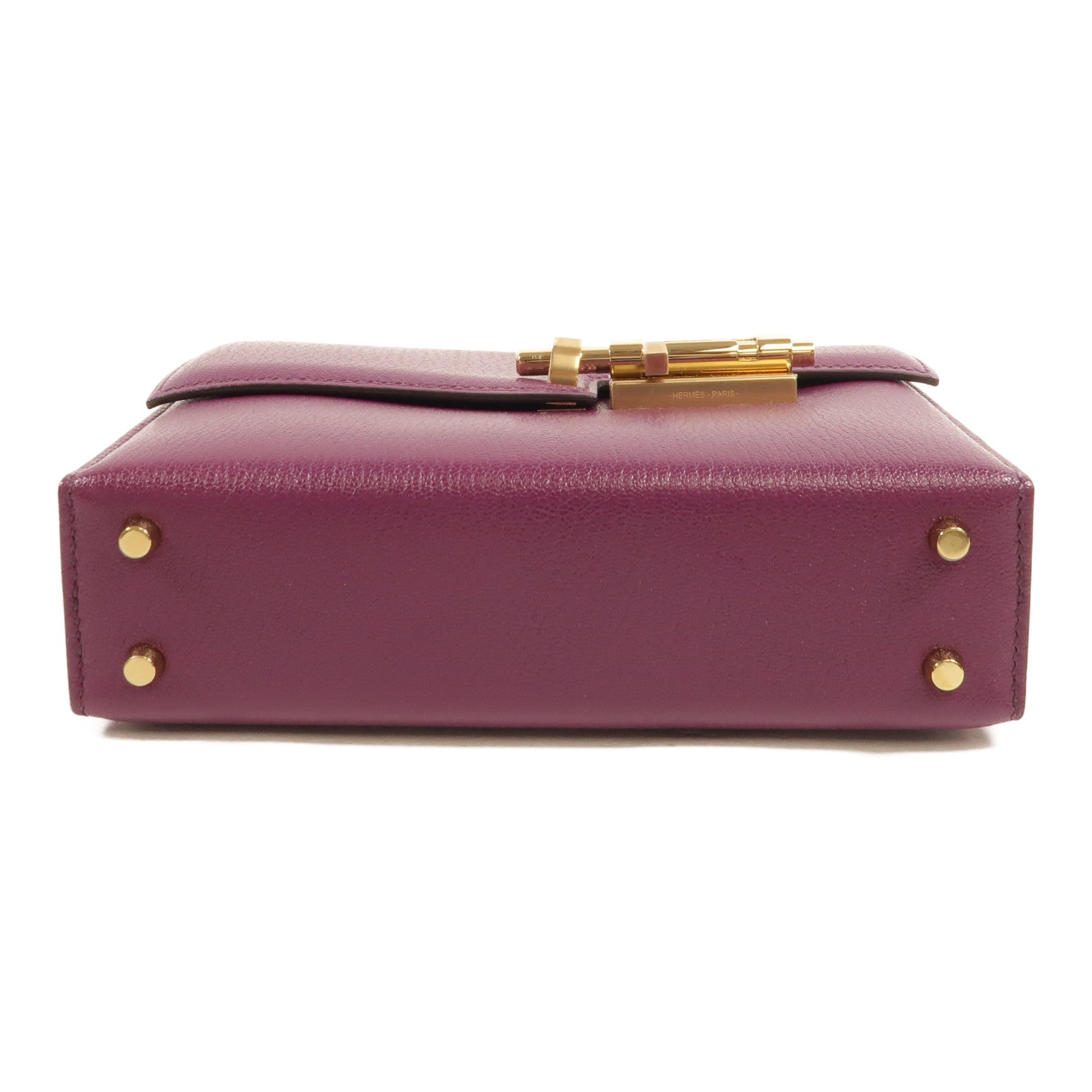 HERMES Chevre皮革Verrou Mini鏈帶肩背袋Anemone