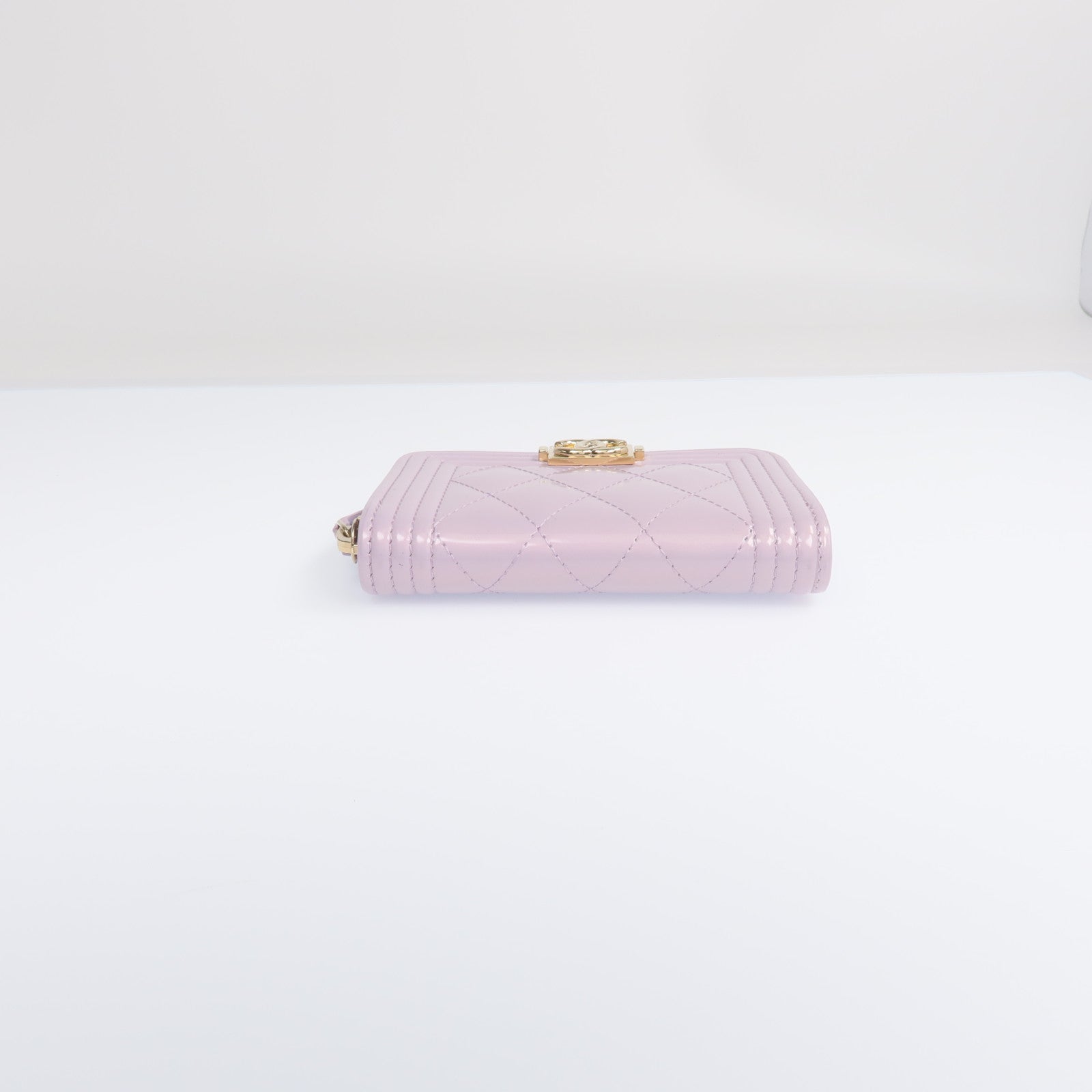 CHANEL 漆皮皮革Boy Coin Purse金扣零錢包