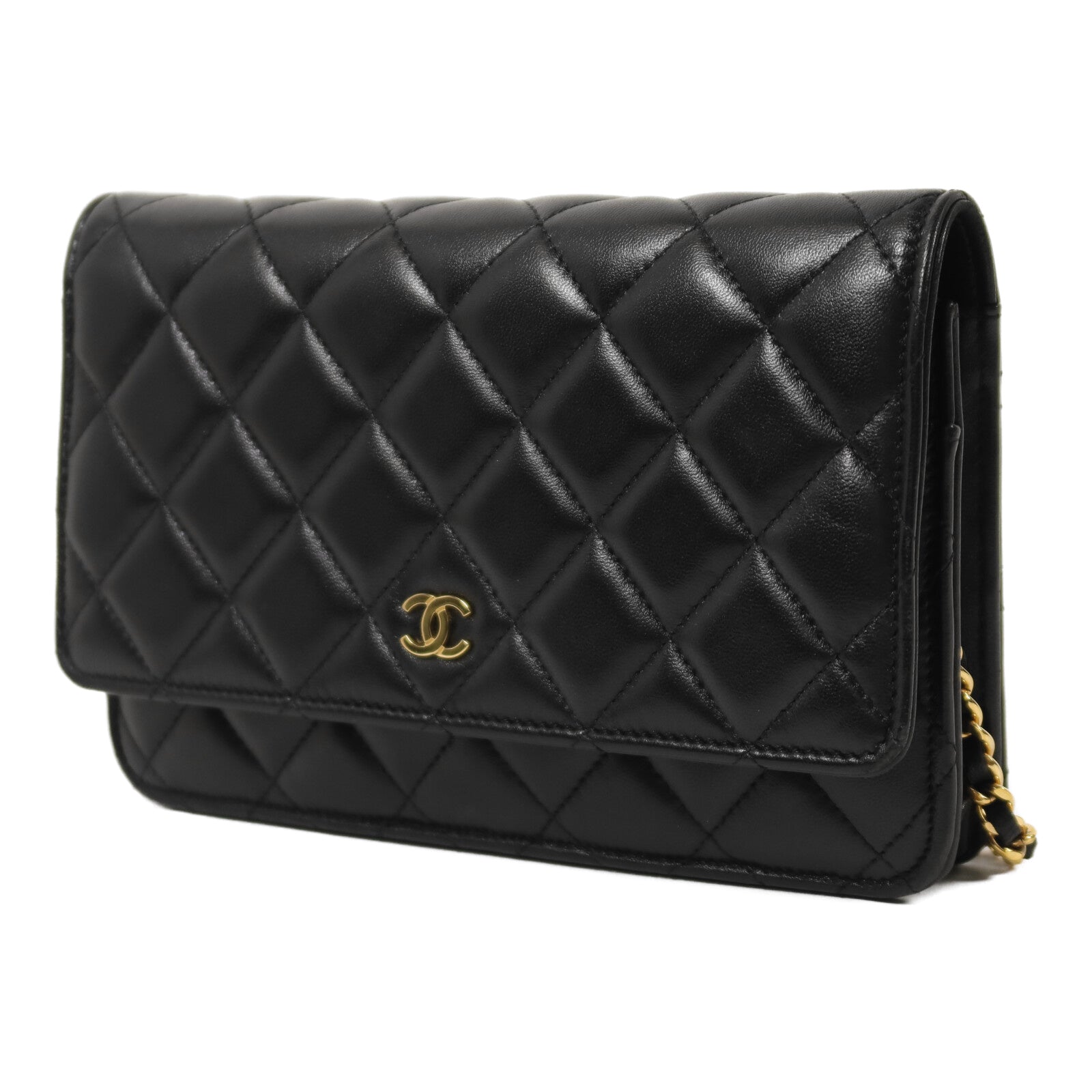 CHANEL 羊皮皮革WOC Wallet on Chain金扣鏈帶肩背袋