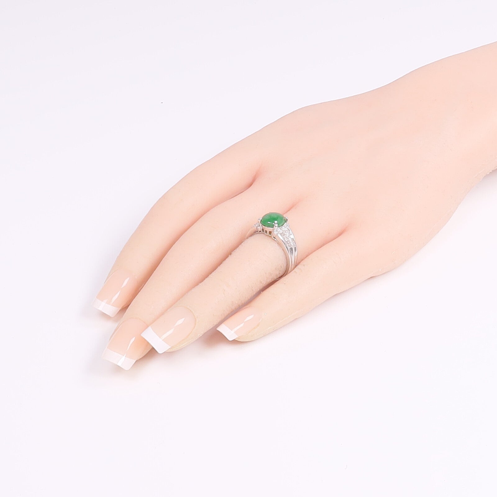 JEWELRY PT900鉑金Jade Diamond Ring翡翠/鑽石戒指US#5.75
