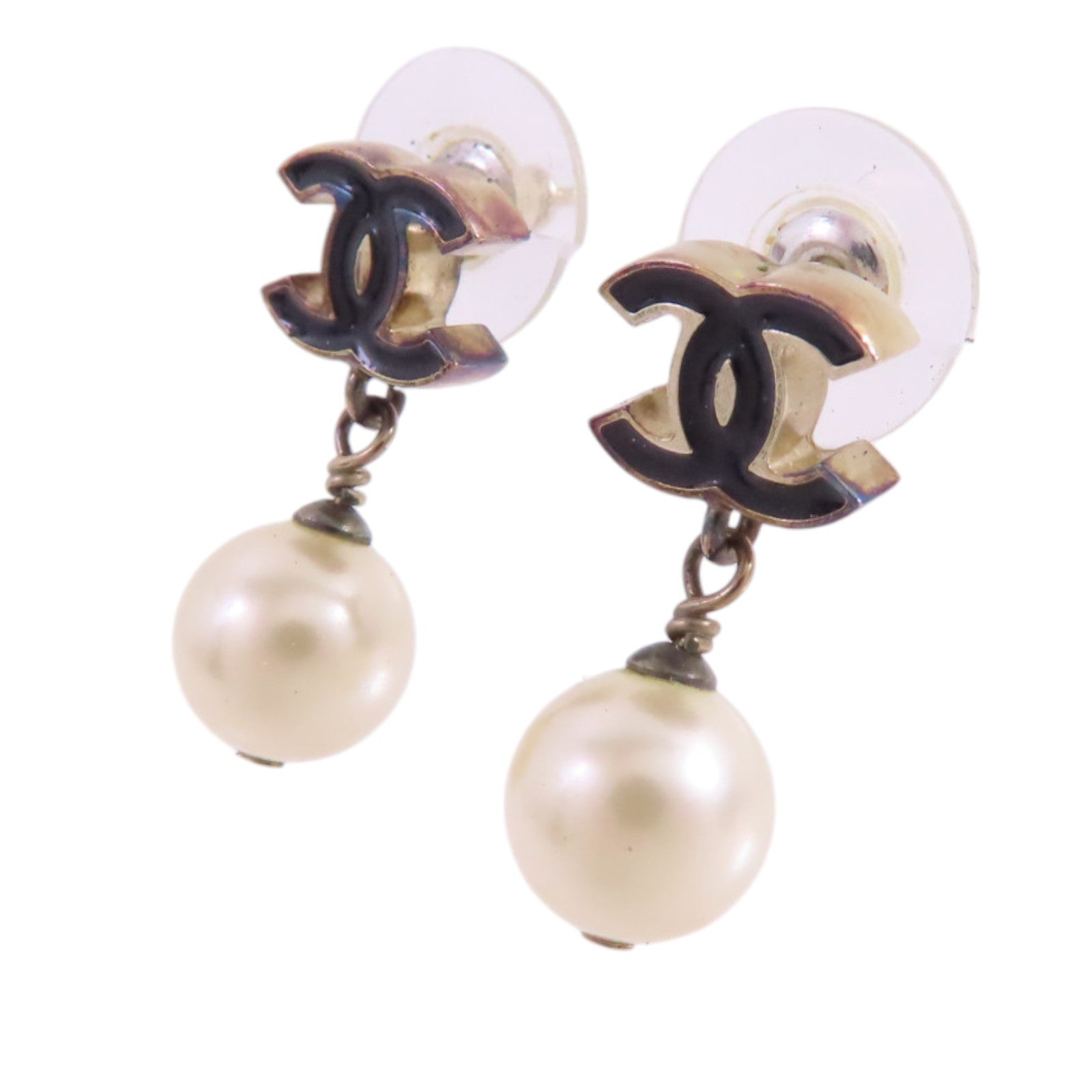 CHANEL 金屬/仿珍珠CC Earrings金扣耳環