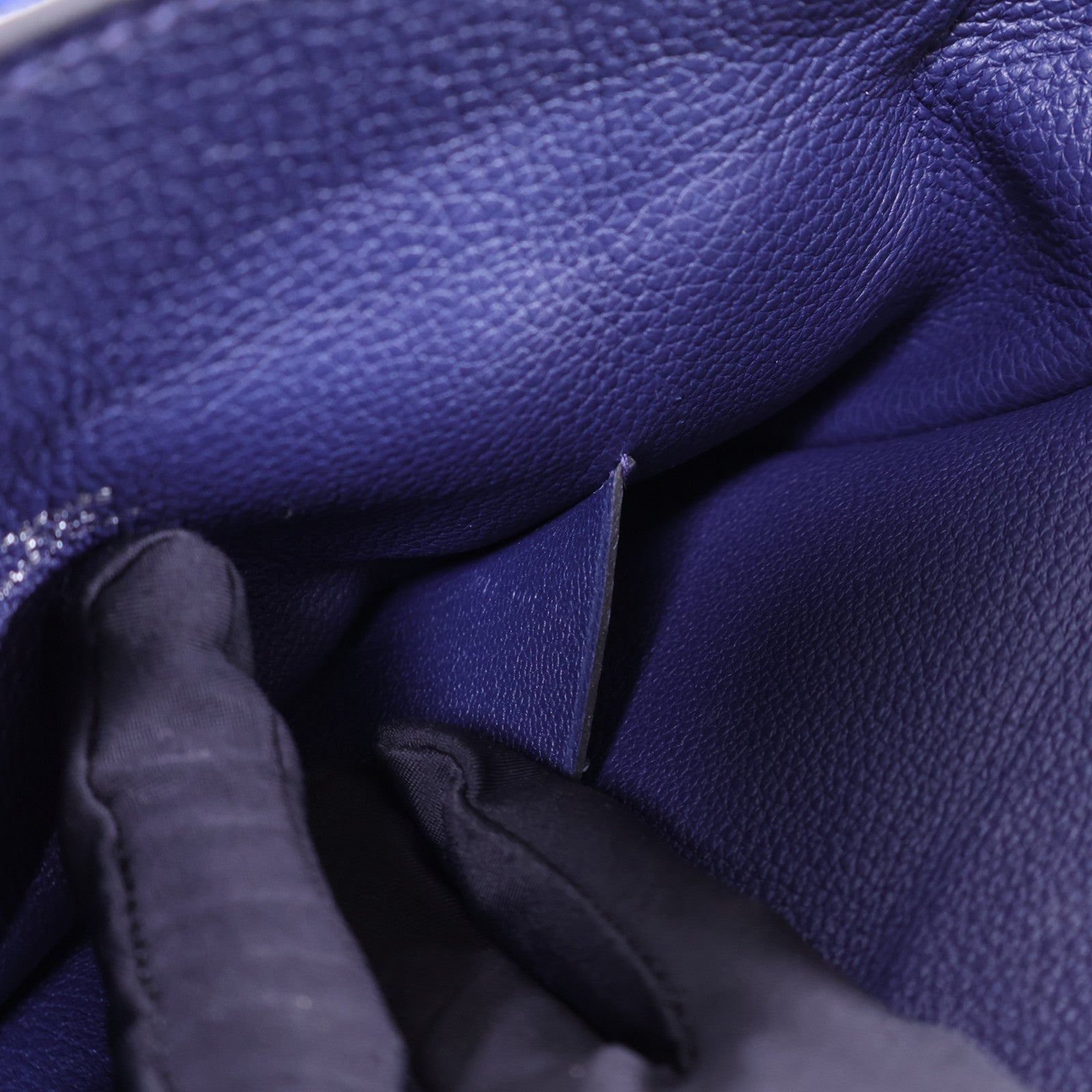 HERMES Togo皮革Videpoches銀扣肩背袋Bleu De Prusse