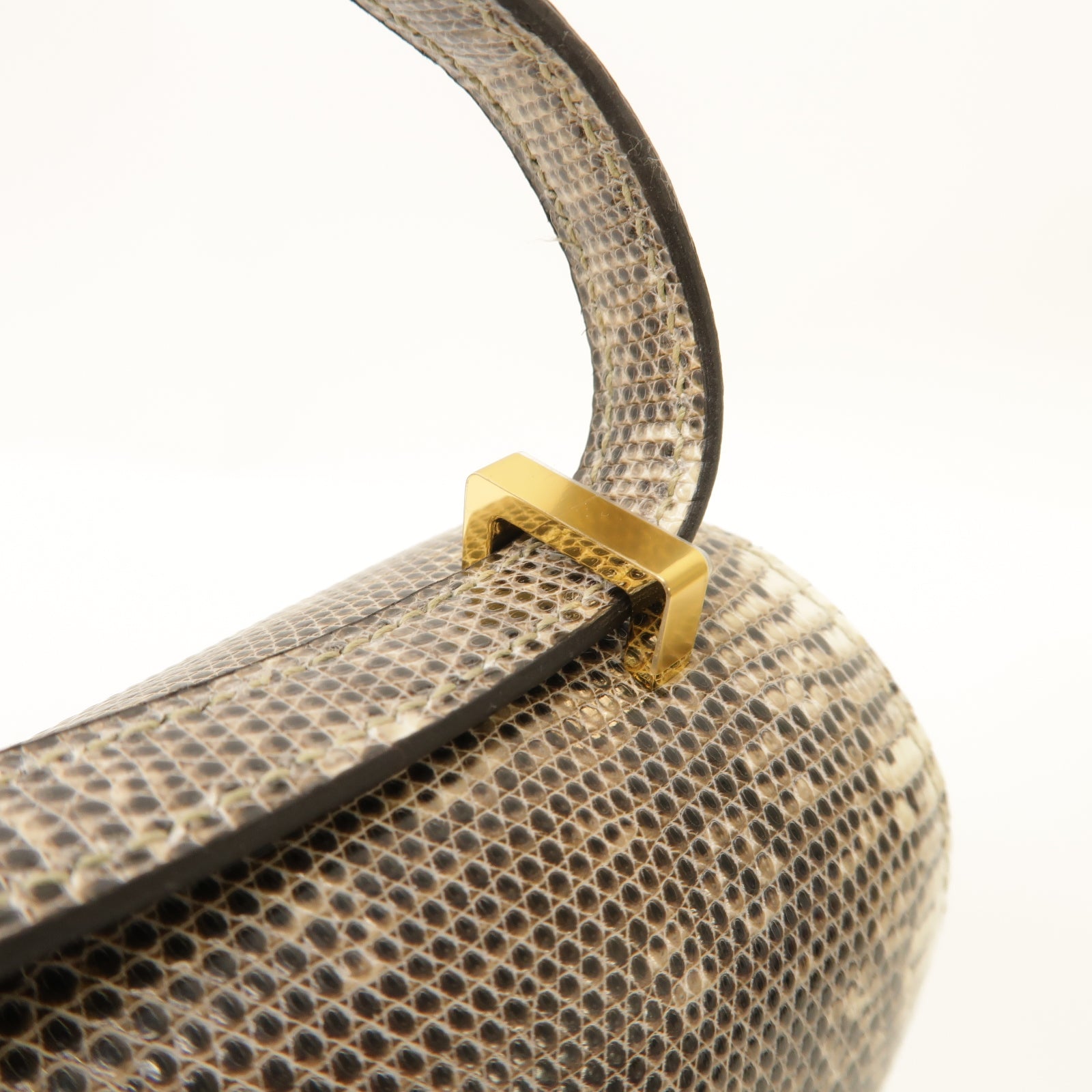 HERMES 蜥蝪皮革Mini Constance金扣肩背袋Ombre米色