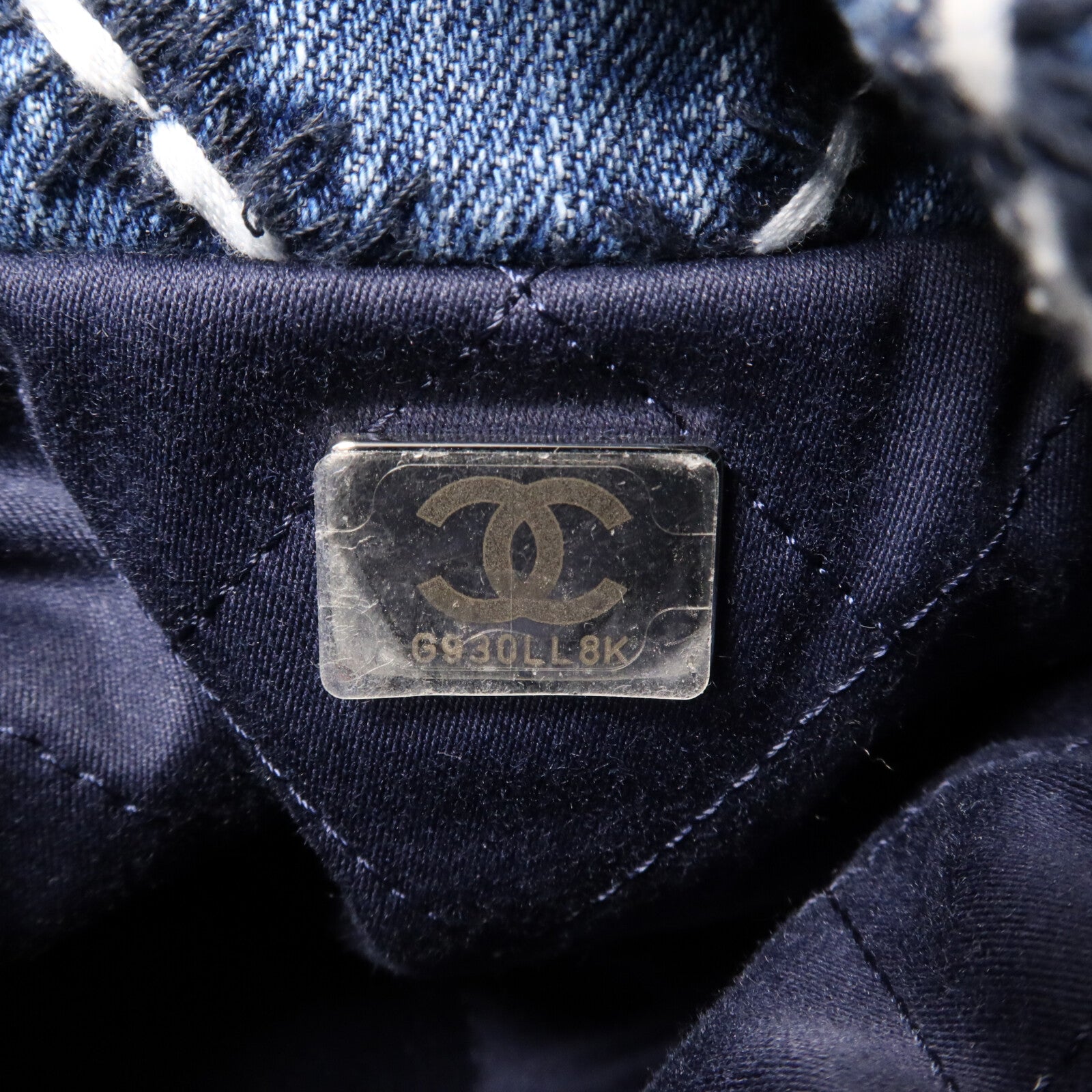 CHANEL 牛仔布Mini C22鏈帶手挽肩背兩用袋