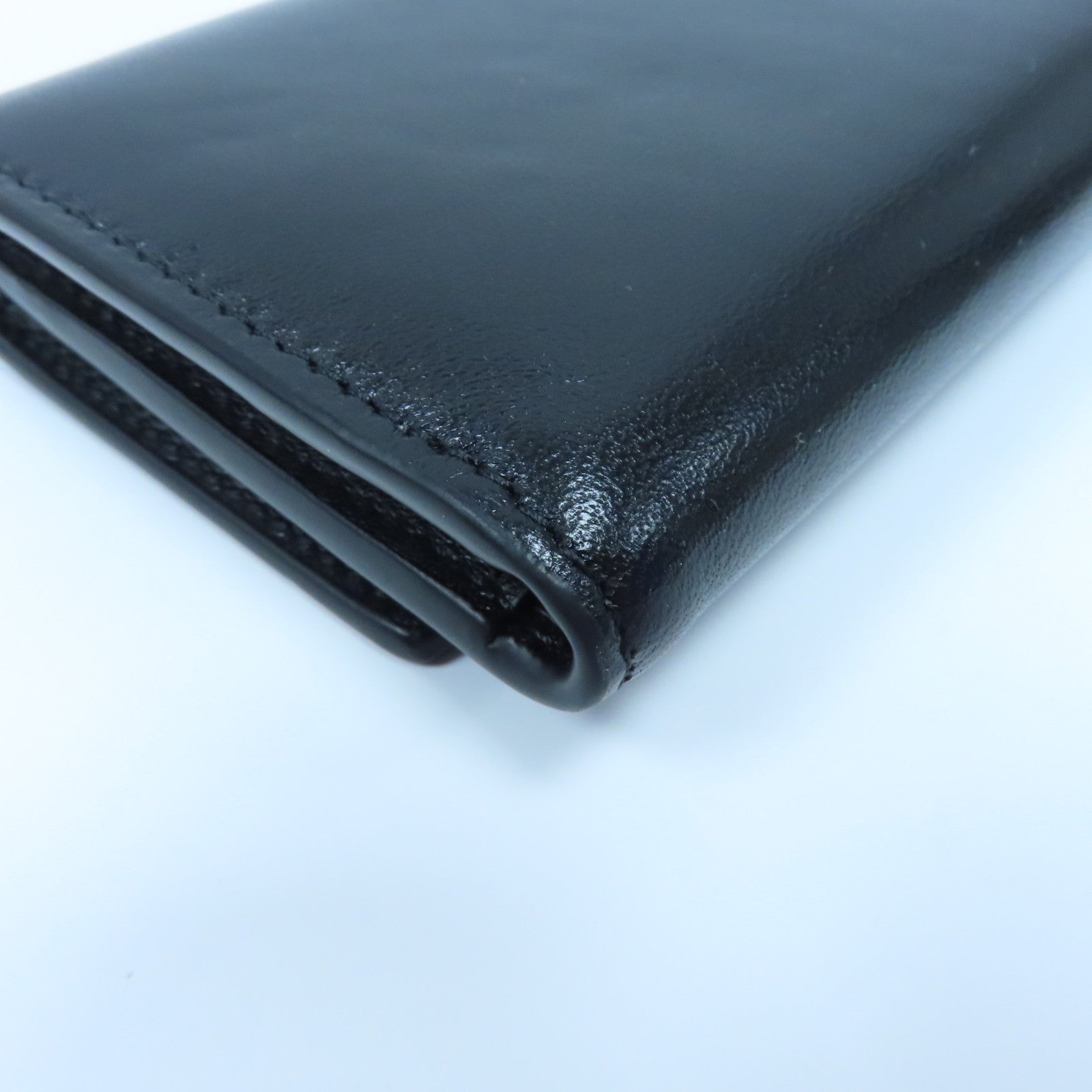 LOEWE 羊皮皮革Tri-fold Wallet金扣三摺錢包黑色