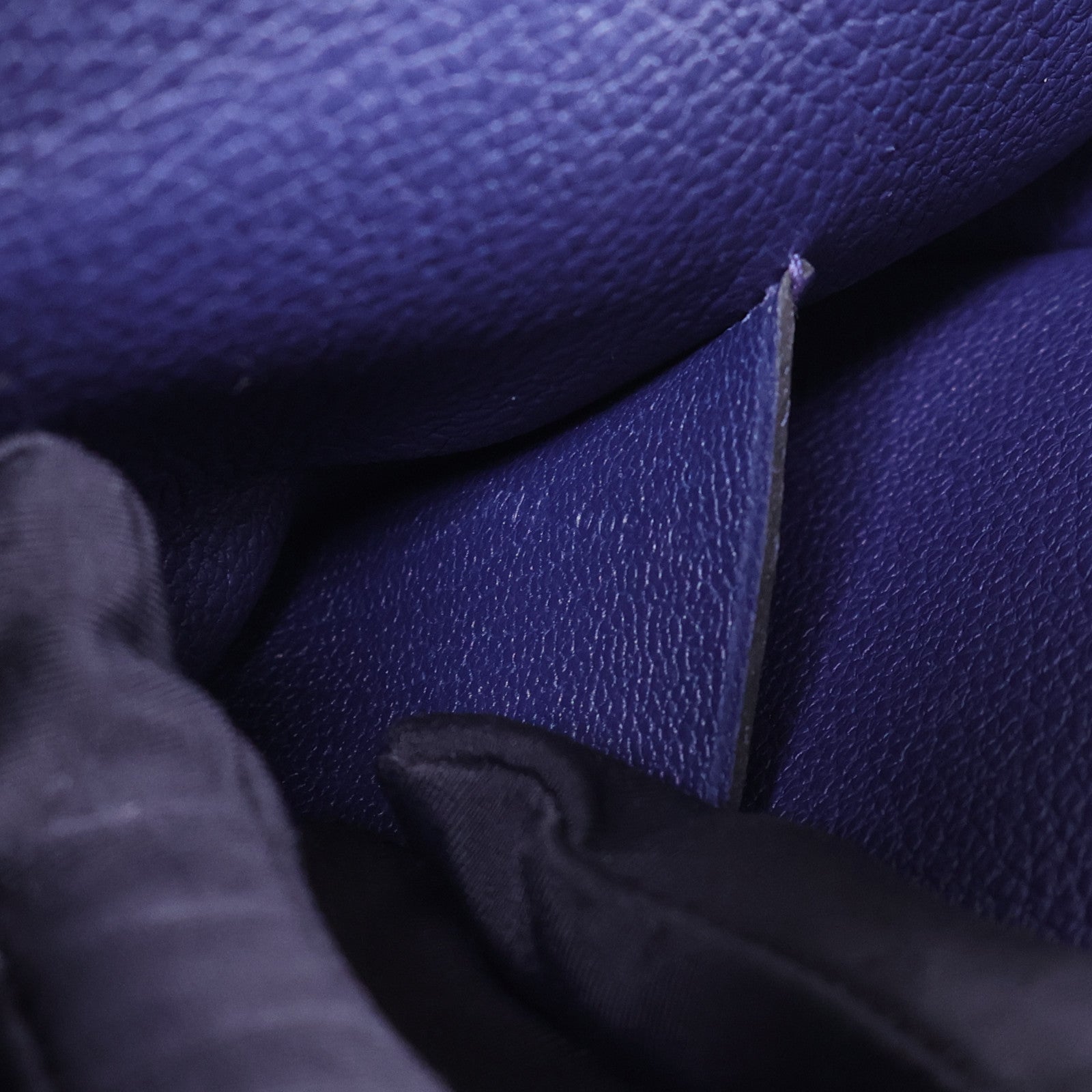 HERMES Togo皮革Videpoches銀扣肩背袋Bleu De Prusse