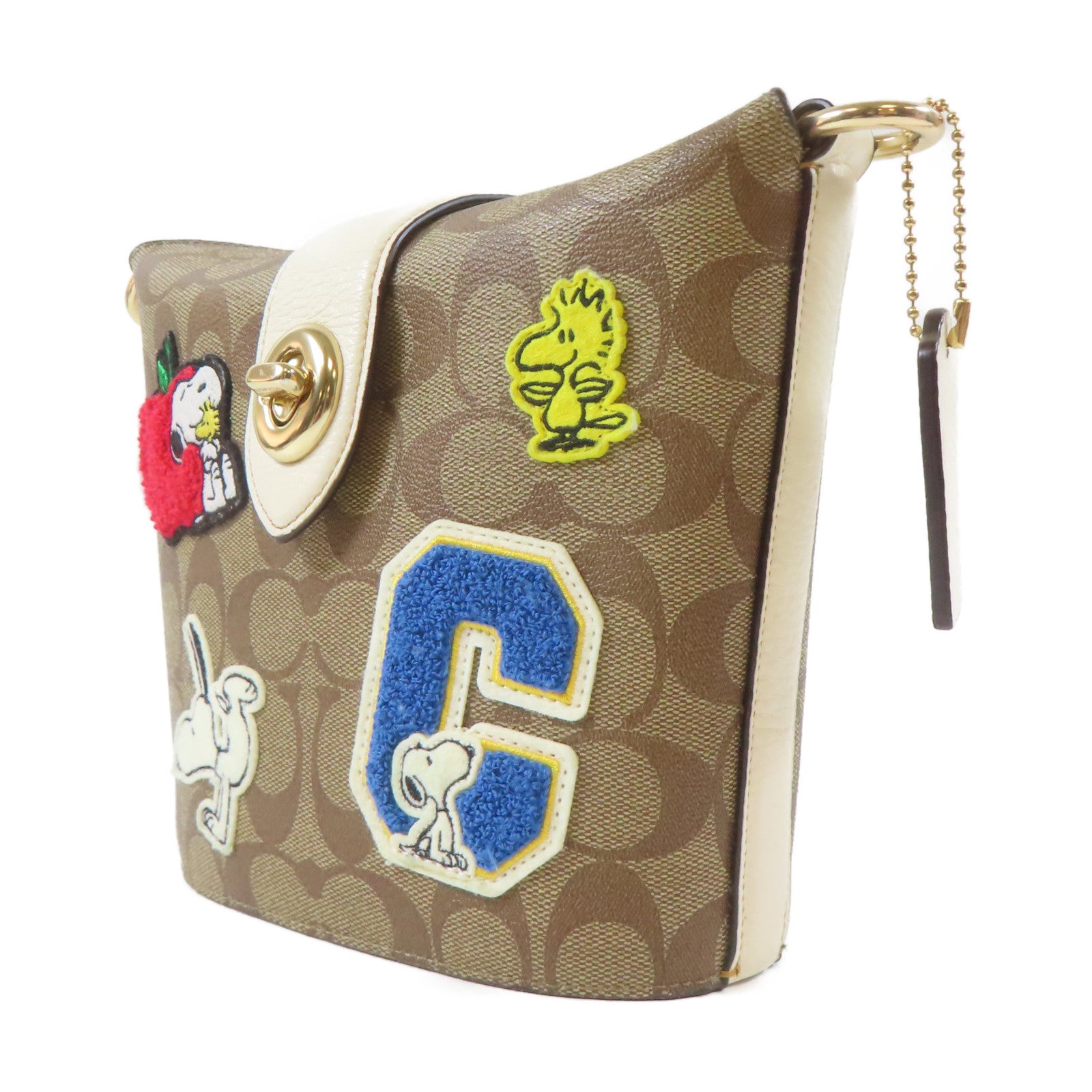 COACH 塗層帆布Shoulder Bag金扣肩背袋啡色