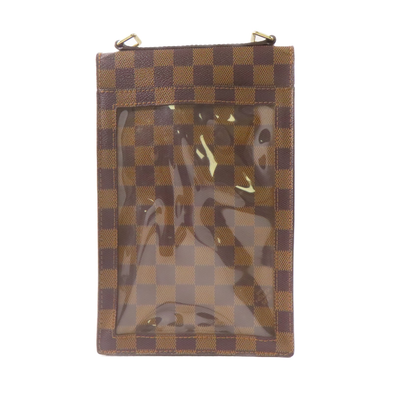 LOUIS VUITTON Damier Ebene Portobello金扣肩背袋棕色