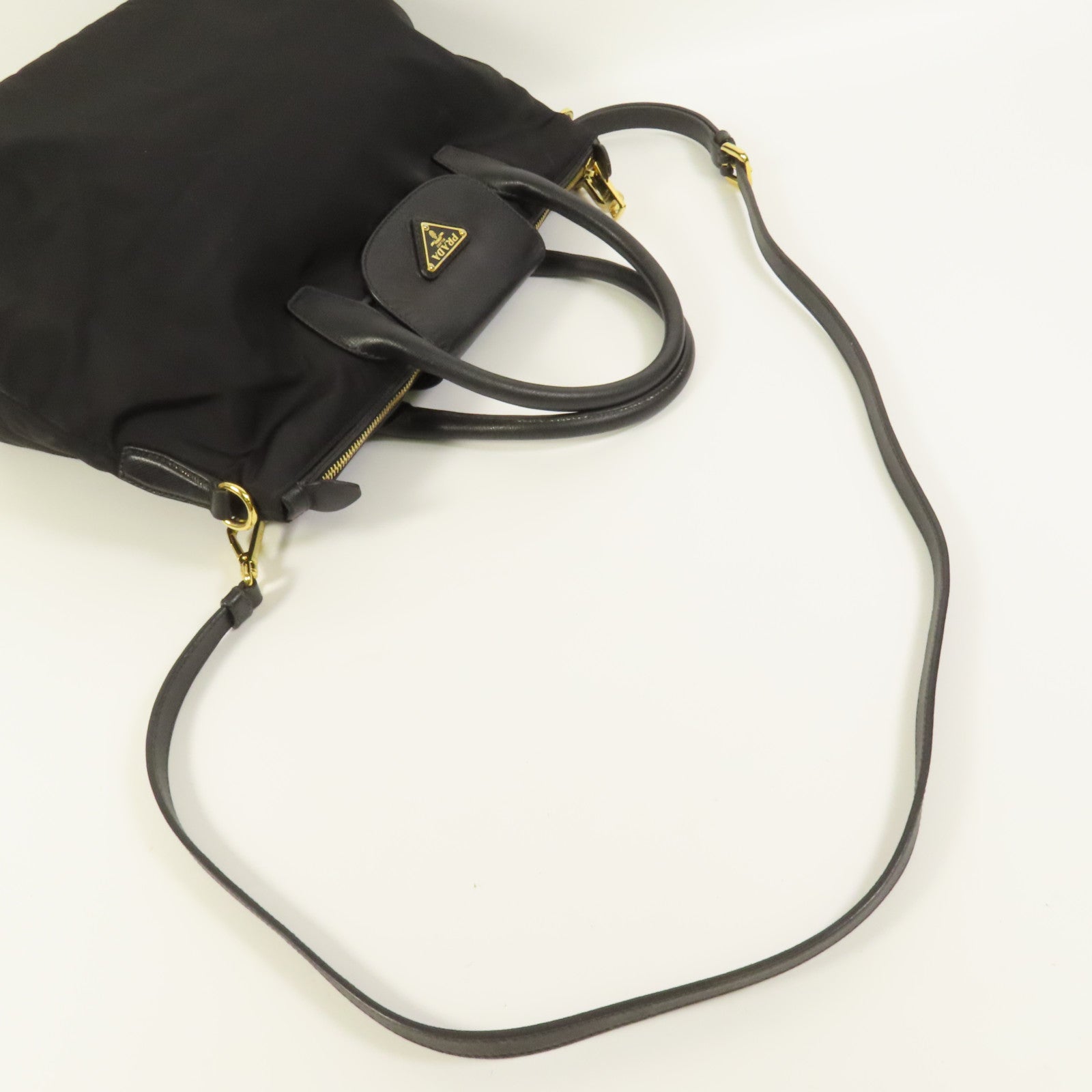 PRADA 尼龍2way Shoulder金扣手挽肩背兩用袋