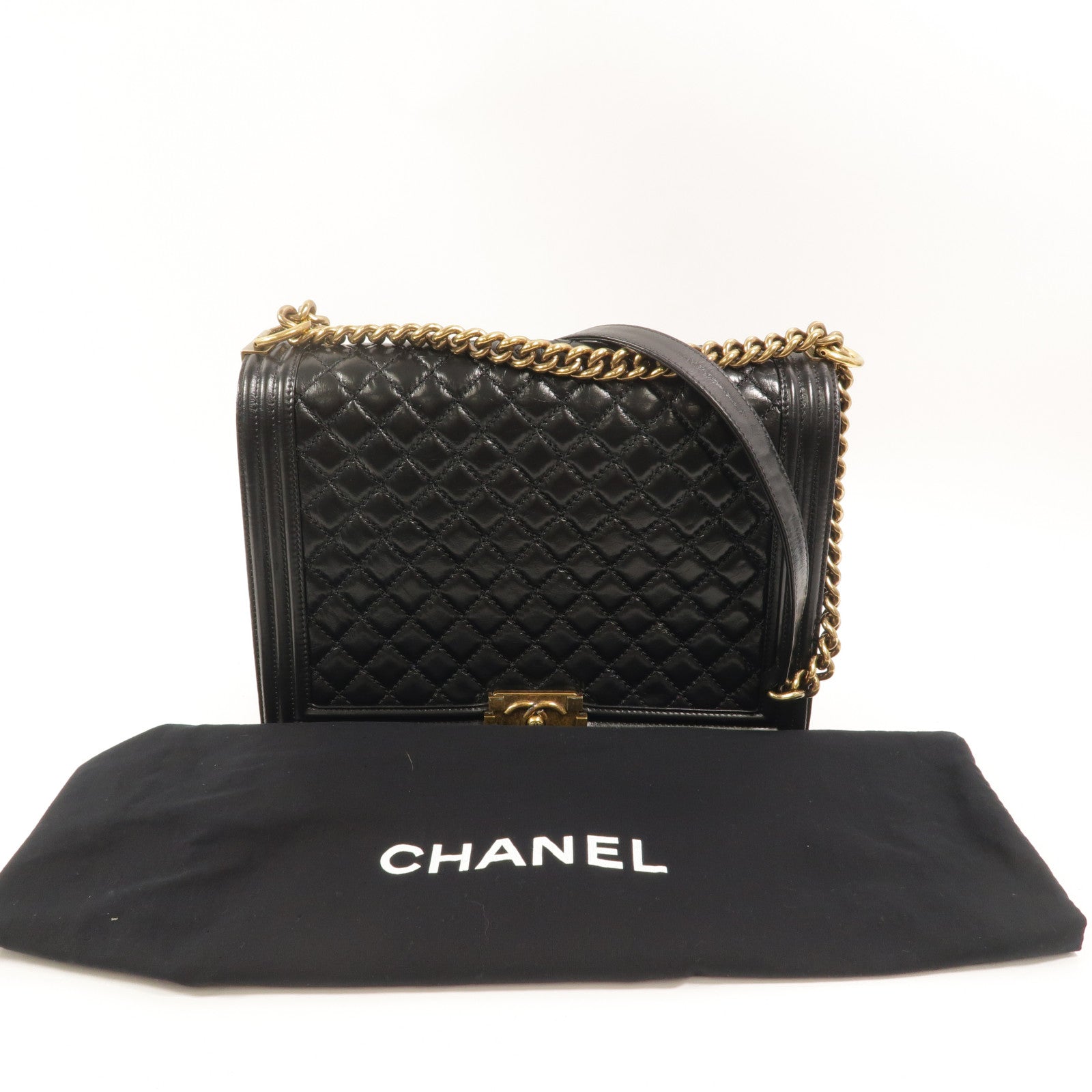 CHANEL 牛皮皮革Boy 30鏈帶肩背袋