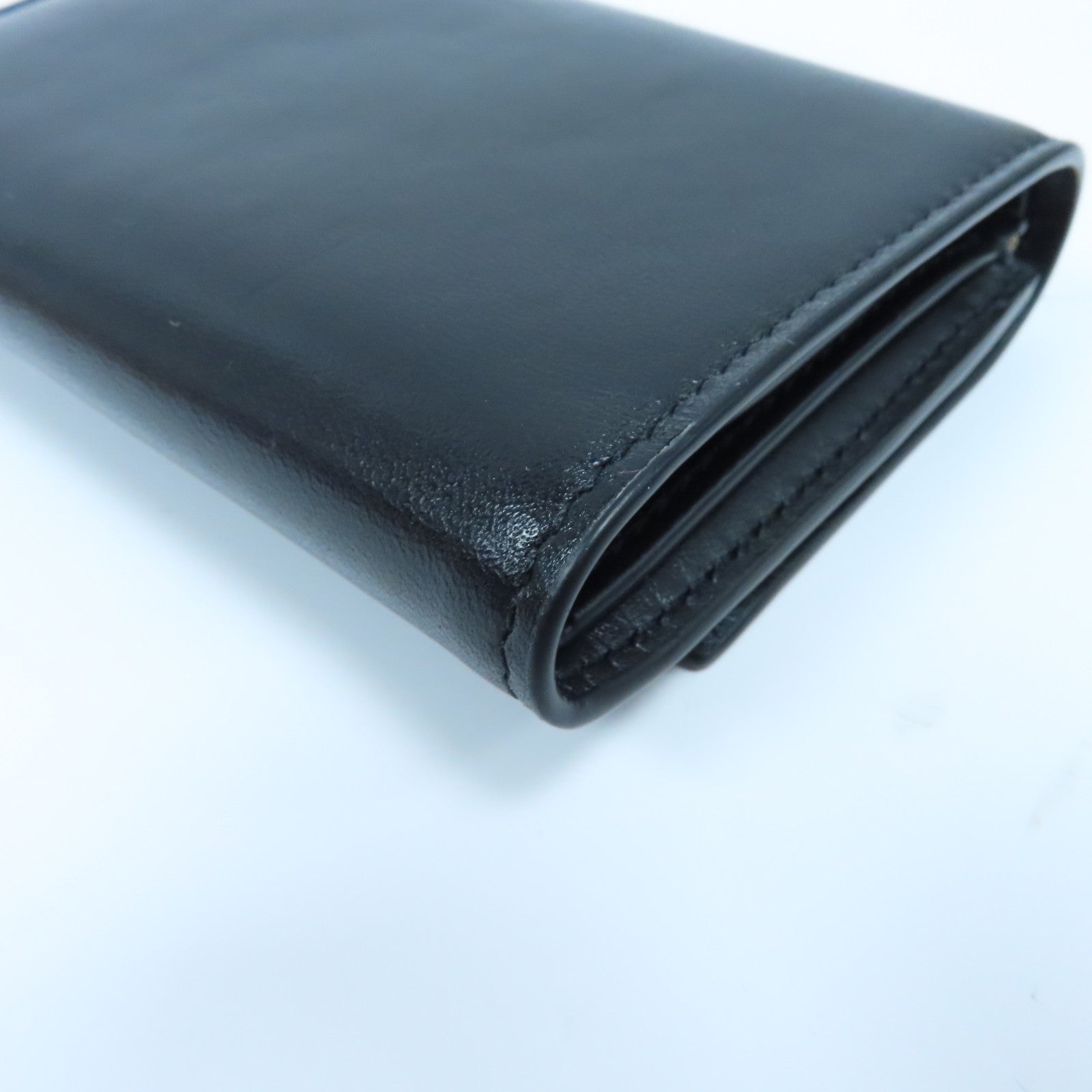 LOEWE 羊皮皮革Tri-fold Wallet金扣三摺錢包黑色