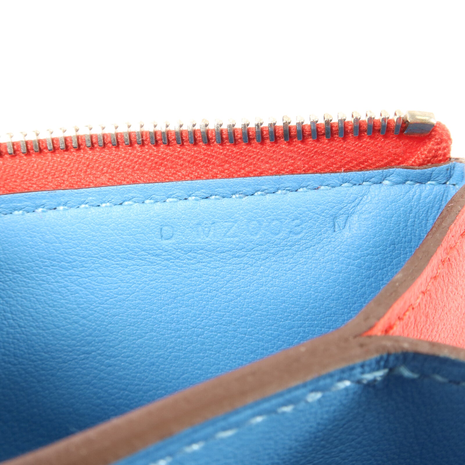 HERMES Evercolor皮革Atout Pouch 14(PM)小袋Braise/Bleu Du Nord