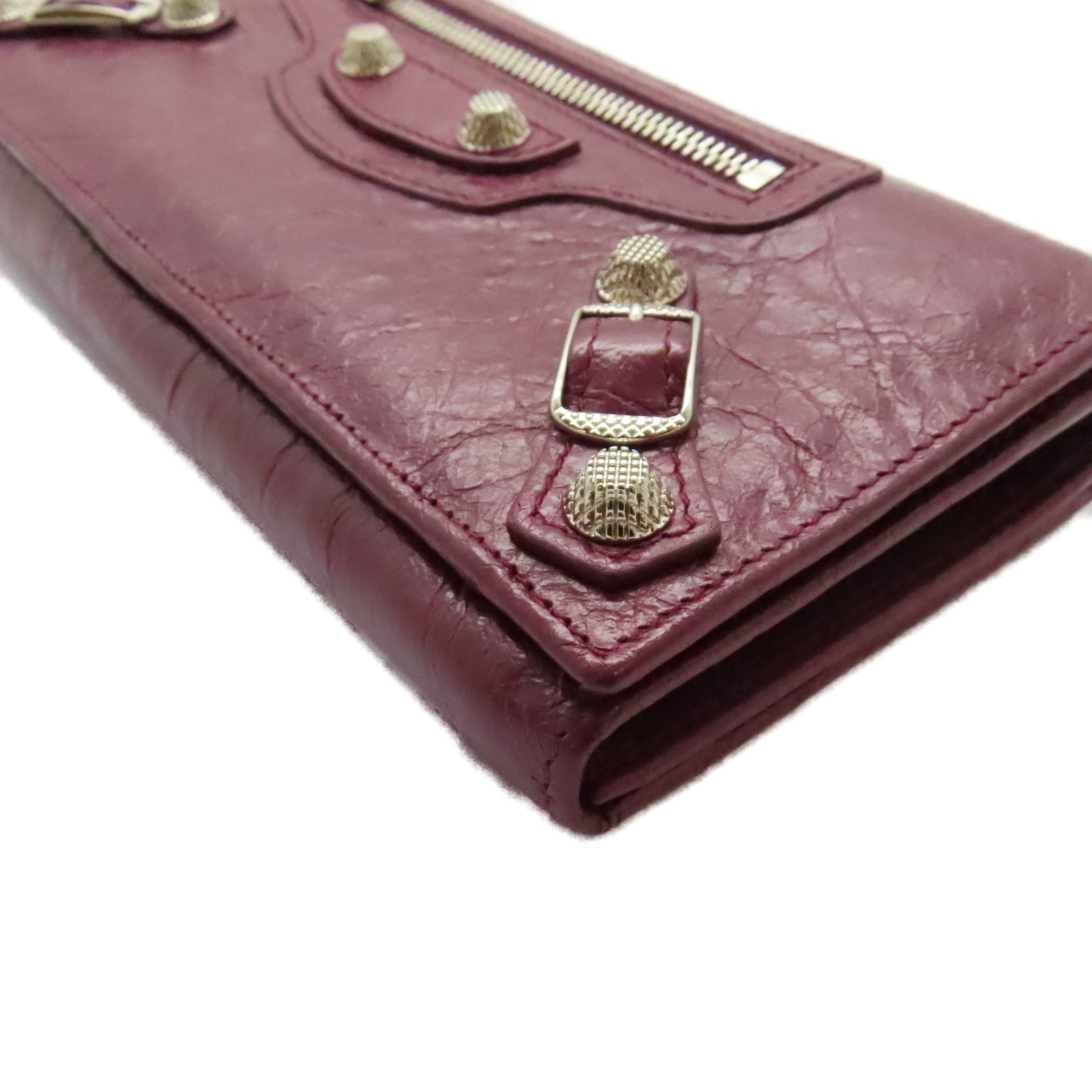 BALENCIAGA 皮革GIANT CONTINENTAL Wallet銀扣長錢包紫色