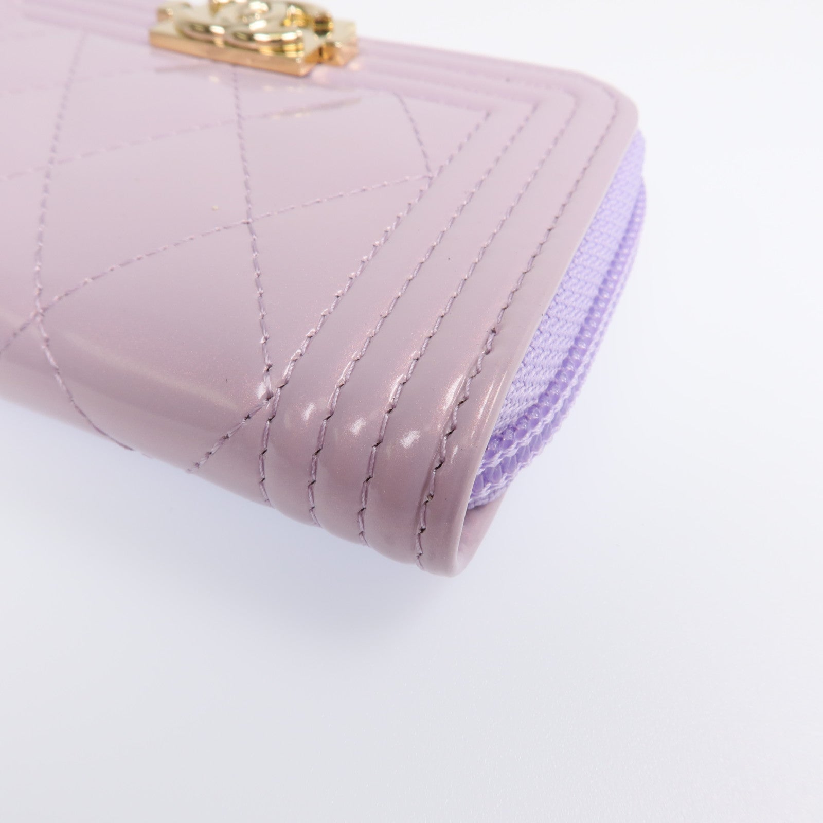 CHANEL 漆皮皮革Boy Coin Purse金扣零錢包