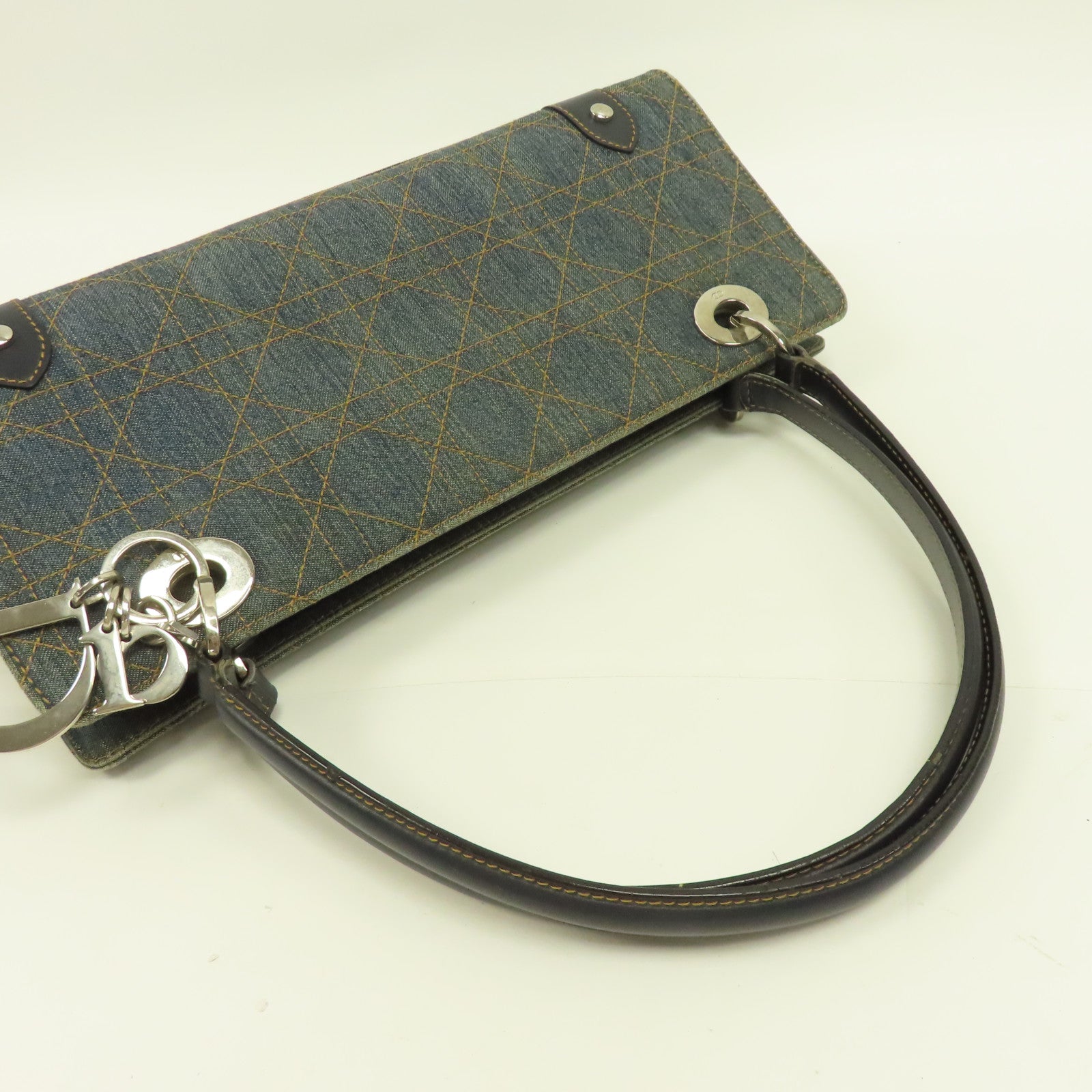 Dior 牛仔布Hand Bag銀扣手挽袋藍色